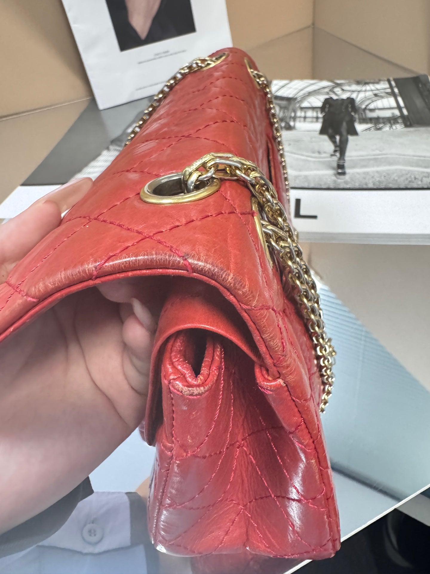 Chanel - 2.55 - Aged Calfskin Leather - Red - (Small)