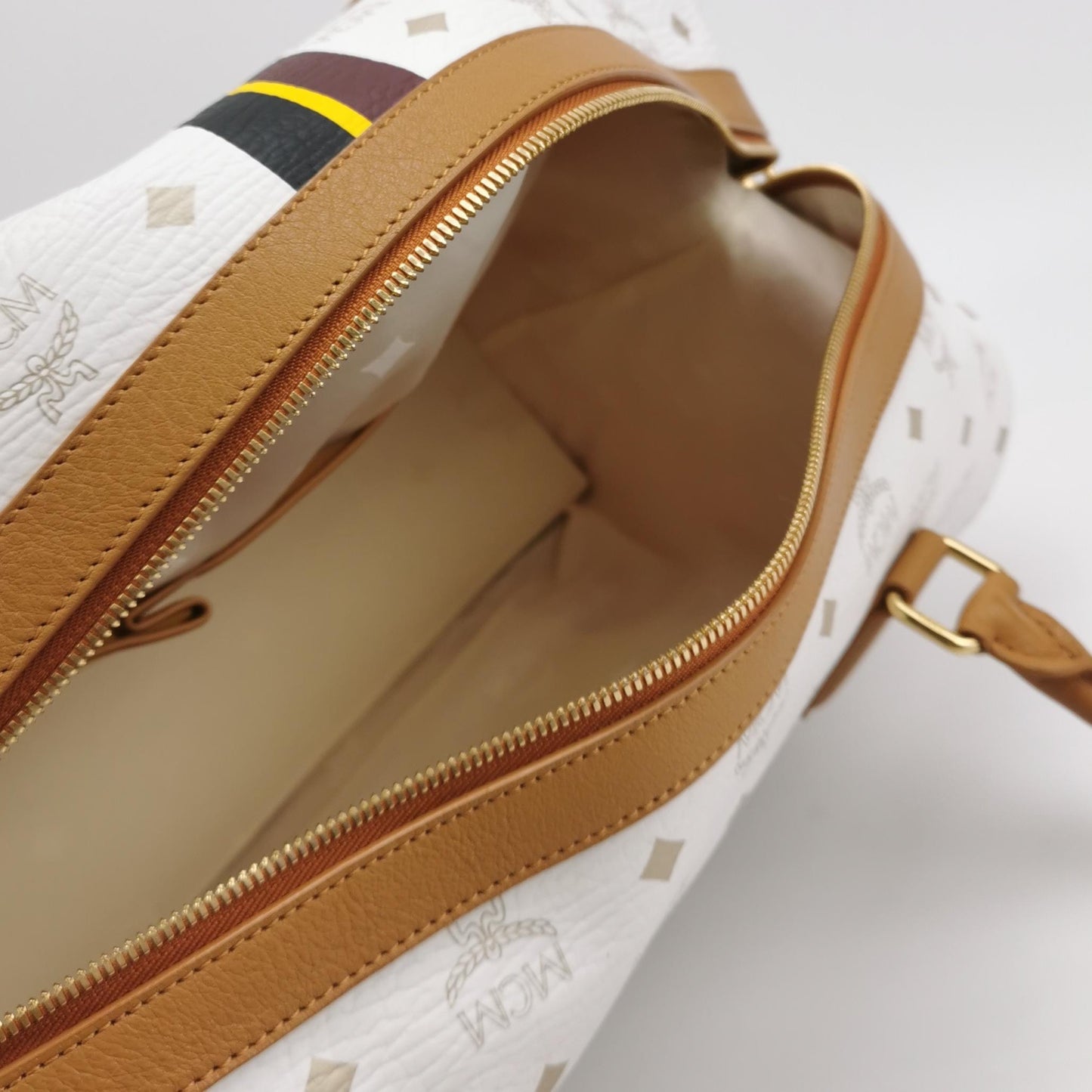 MCM - Visetos Boston Bag (M4002) - Coated canvas and leather - White - (large)