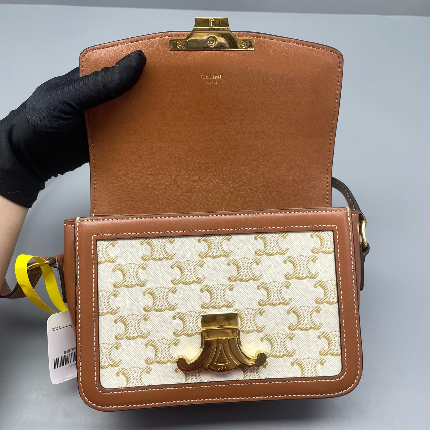 Celine - Teen Triomphe - Coated Canvas and Leather - Caramel and White - (mini)