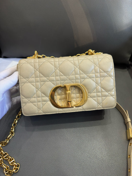 Dior - Caro Small - Calfskin leather - Beige - (small)