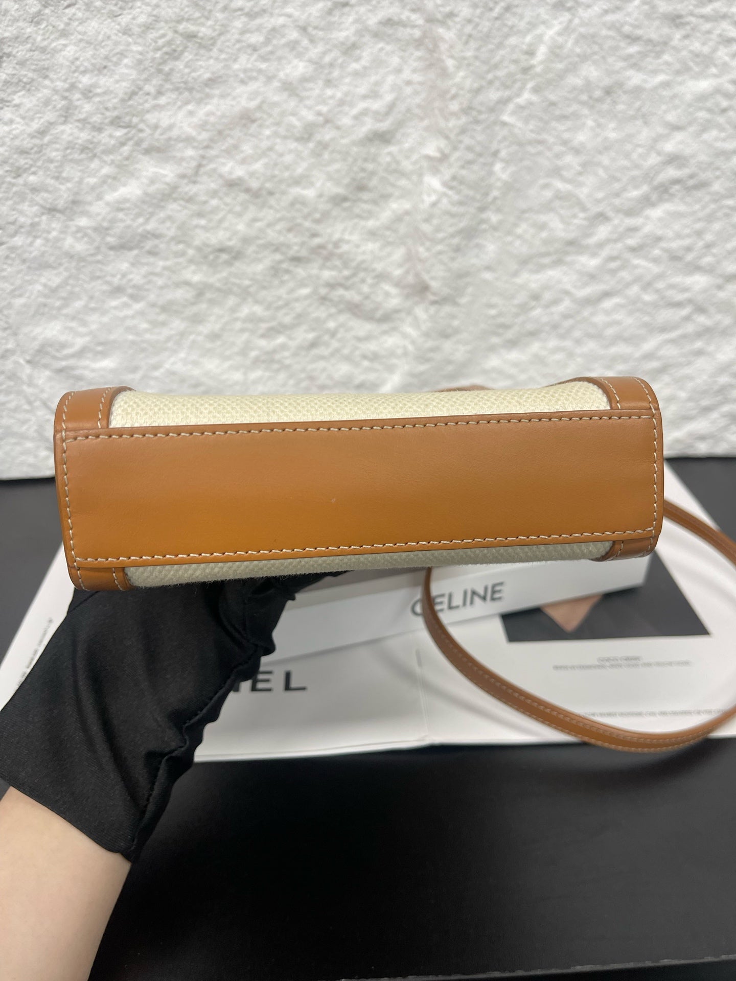 Celine - Mini Vertical Cabas - Canvas and calfskin leather - Beige and Brown - (mini)
