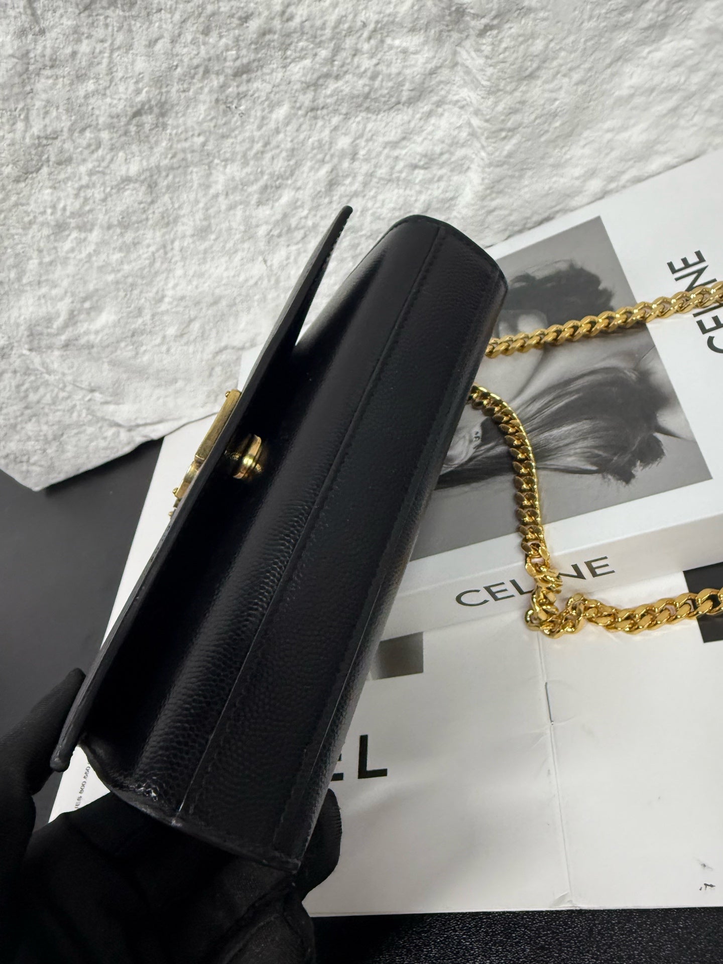 Saint Laurent - Mini Kate - Grained leather - Black with Gold-Tone Hardware - (mini)