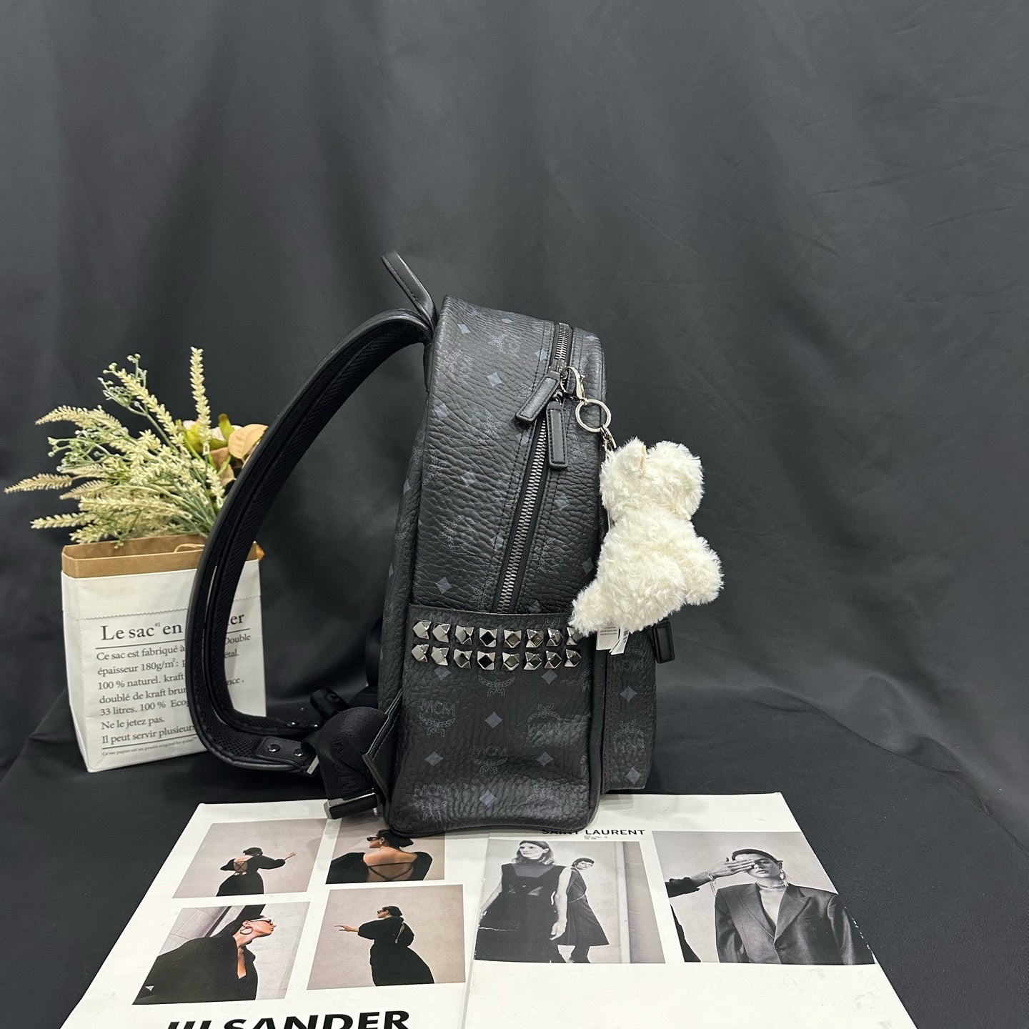 MCM - Stark Backpack - Visetos coated canvas with leather trim - Black - (Small)