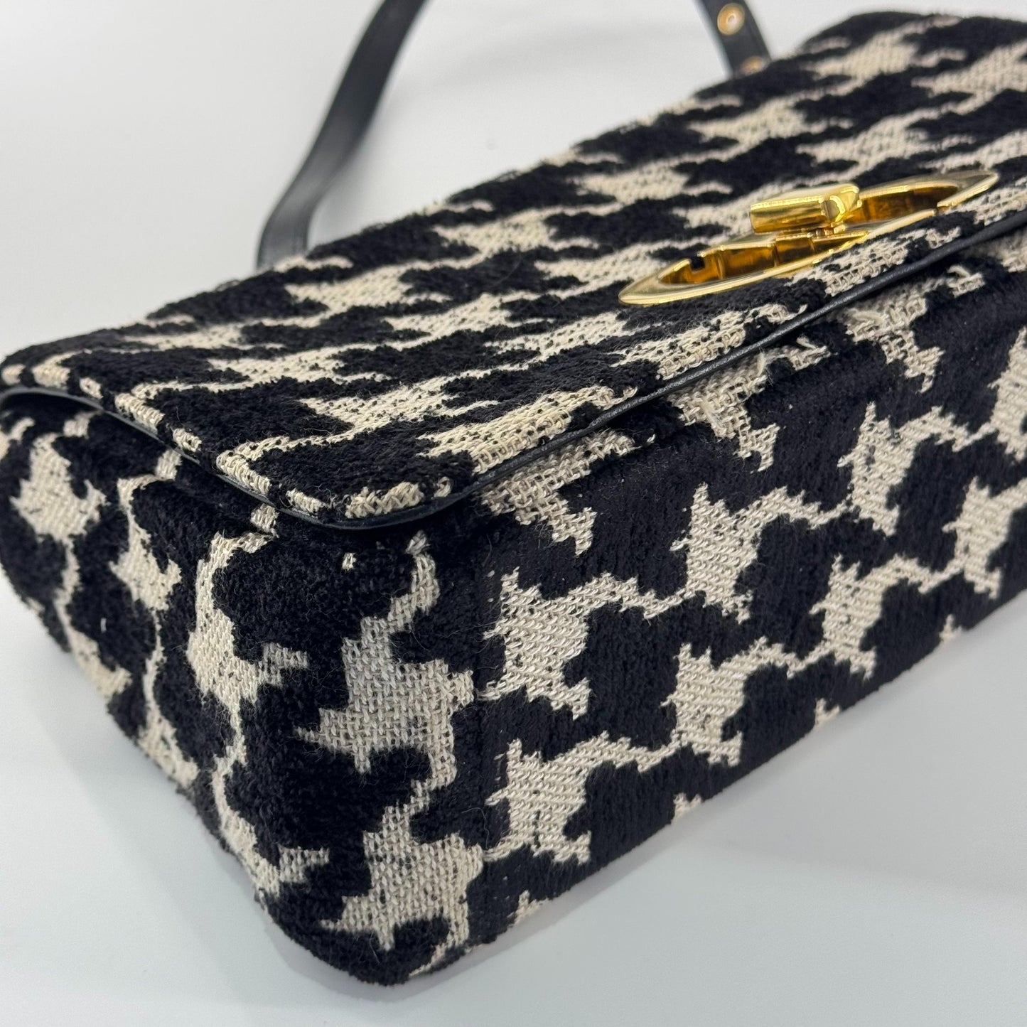 Dior - Caro Bag - Canvas with leather trim - Black and White - (Medium)