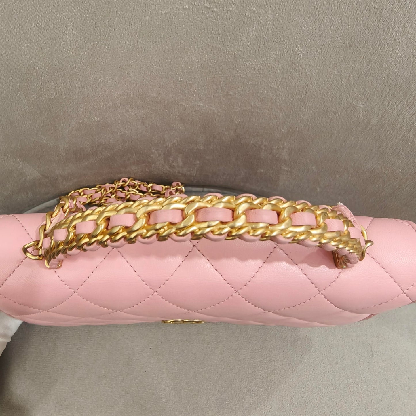 Chanel - 22K WOC with Top Handle Chain Bag - Lambskin leather - Pink - (mini)