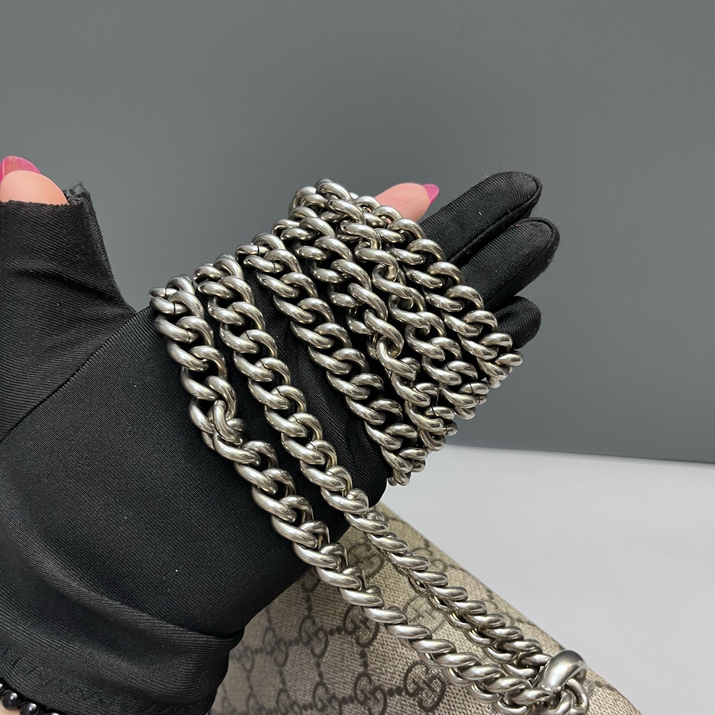 Gucci - Dionysus Chain Bag - GG Supreme canvas and suede leather - Beige, Brown and Red - (Small)