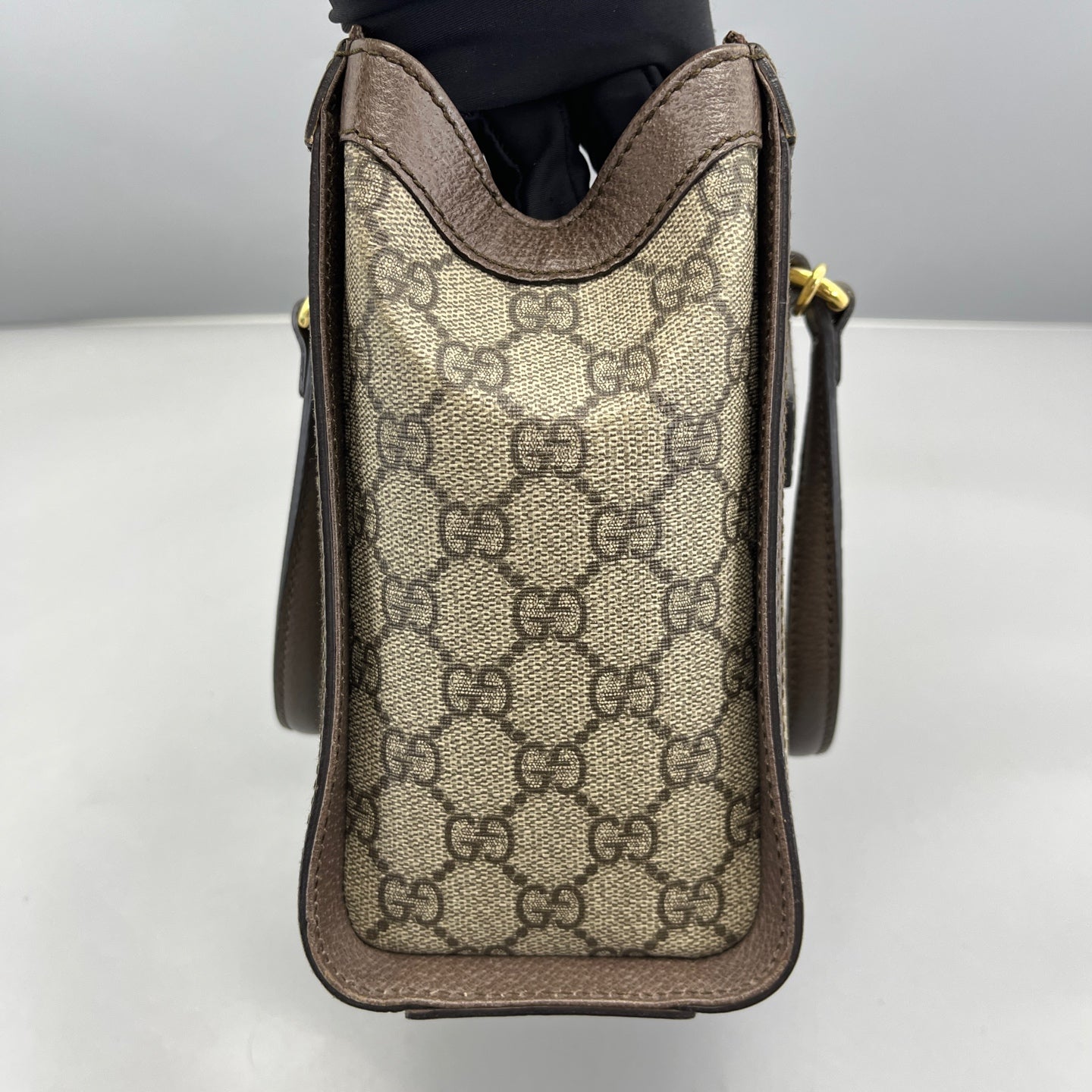 Gucci - Ophidia GG Supreme Small Top Handle Bag - GG Supreme coated canvas with grained leather trim - Brown - (small)