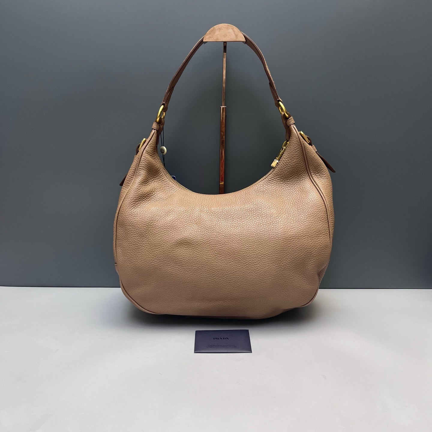 Prada - Hobo Bag - Pebbled leather - Beige - (Medium)