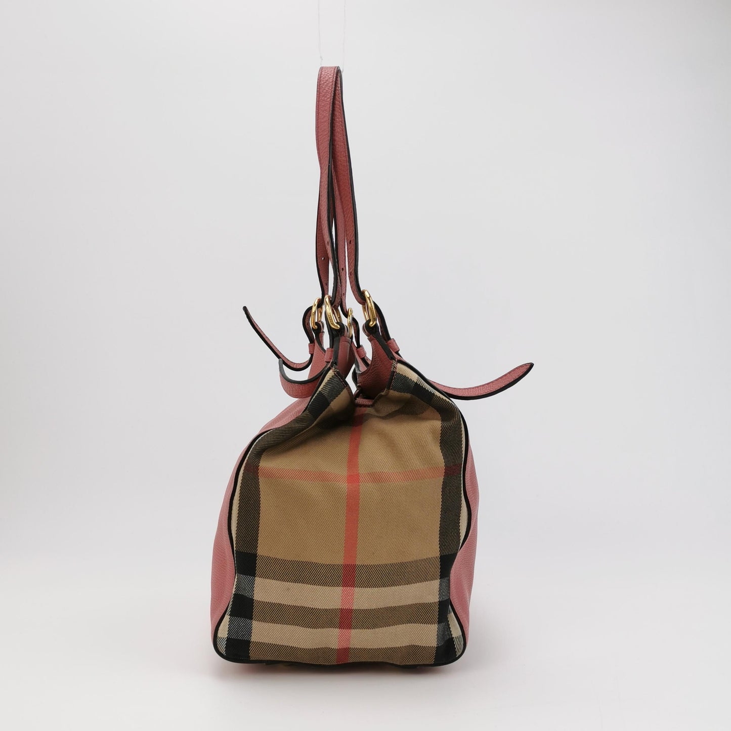 Burberry - House Check Leather Tote Bag - Leather and canvas - Pink - (medium)