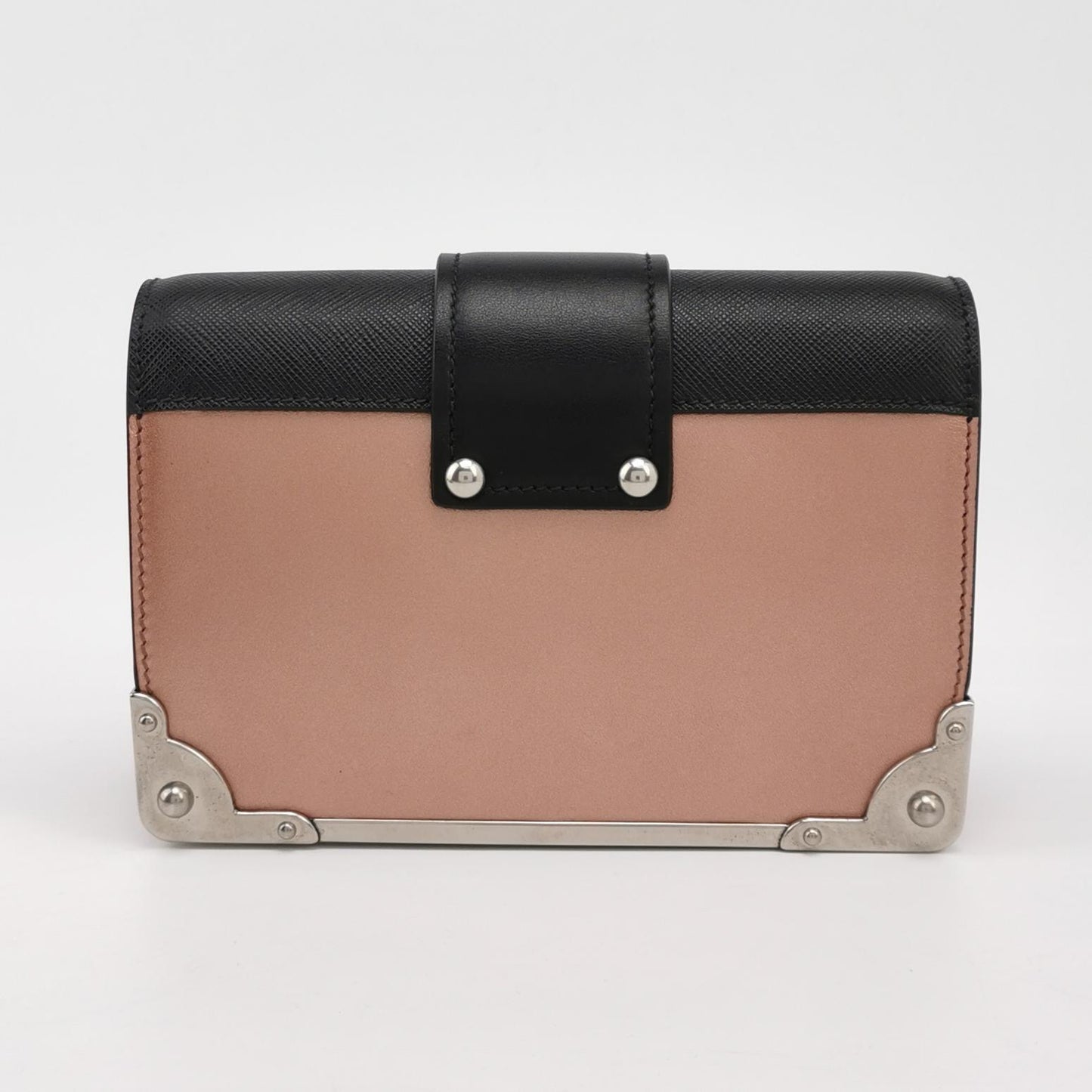 Prada - Cahier Small Box Bag - Saffiano leather and smooth leather - Metallic Rose Gold and Black - (small)