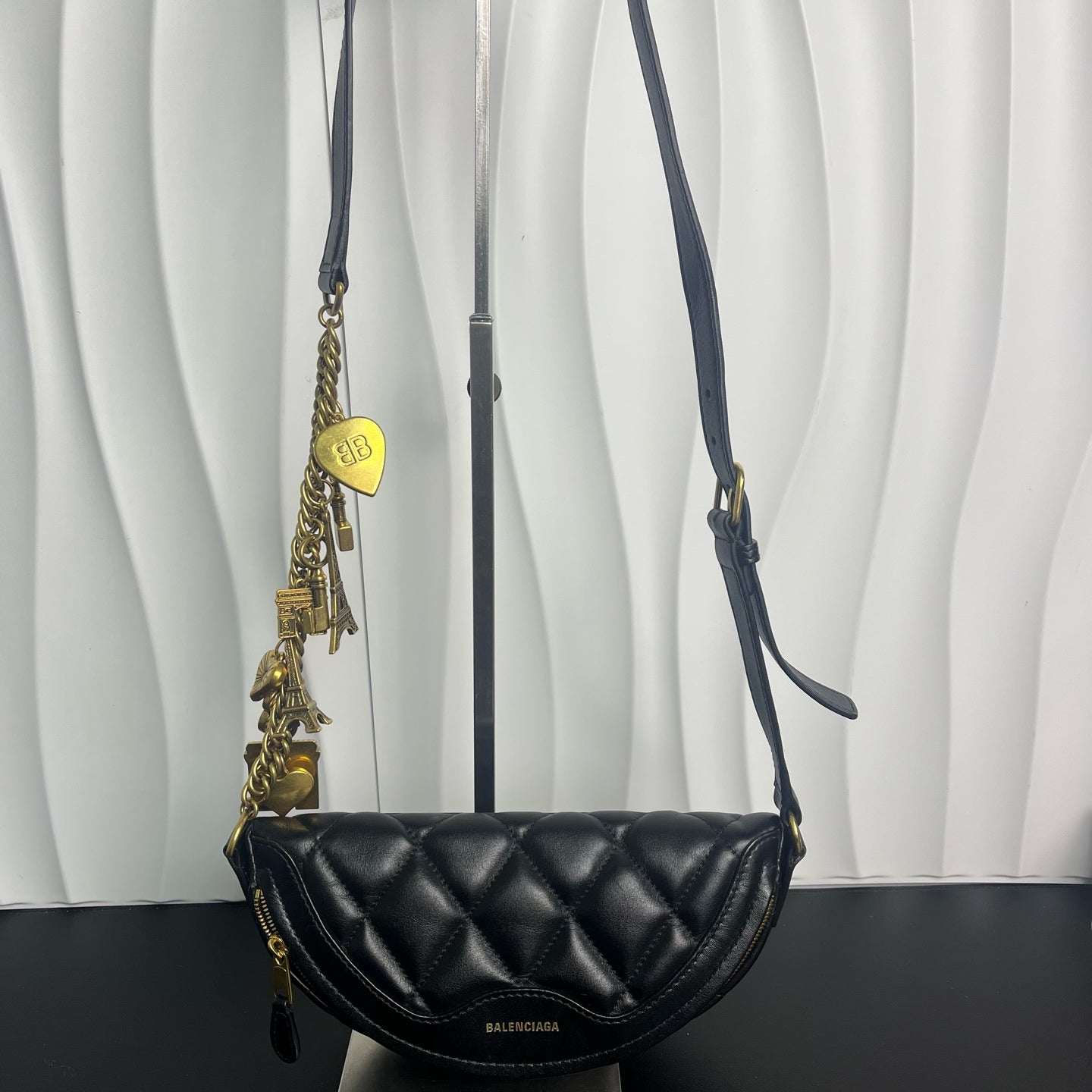 Balenciaga - Quilted Half-Moon Belt Bag - Goatskin leather - Black - (mini)