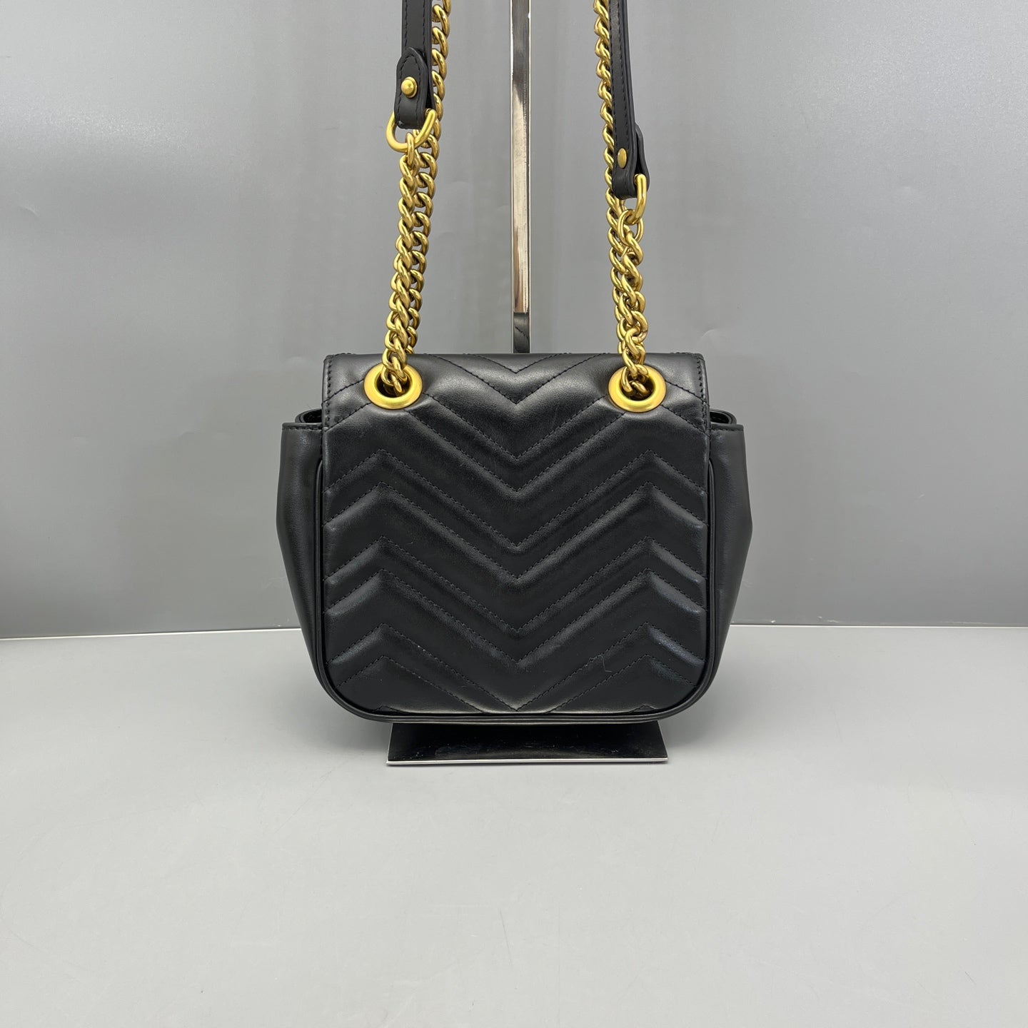 Gucci - GG Marmont Mini Flap Bag - Leather - Black - (mini)
