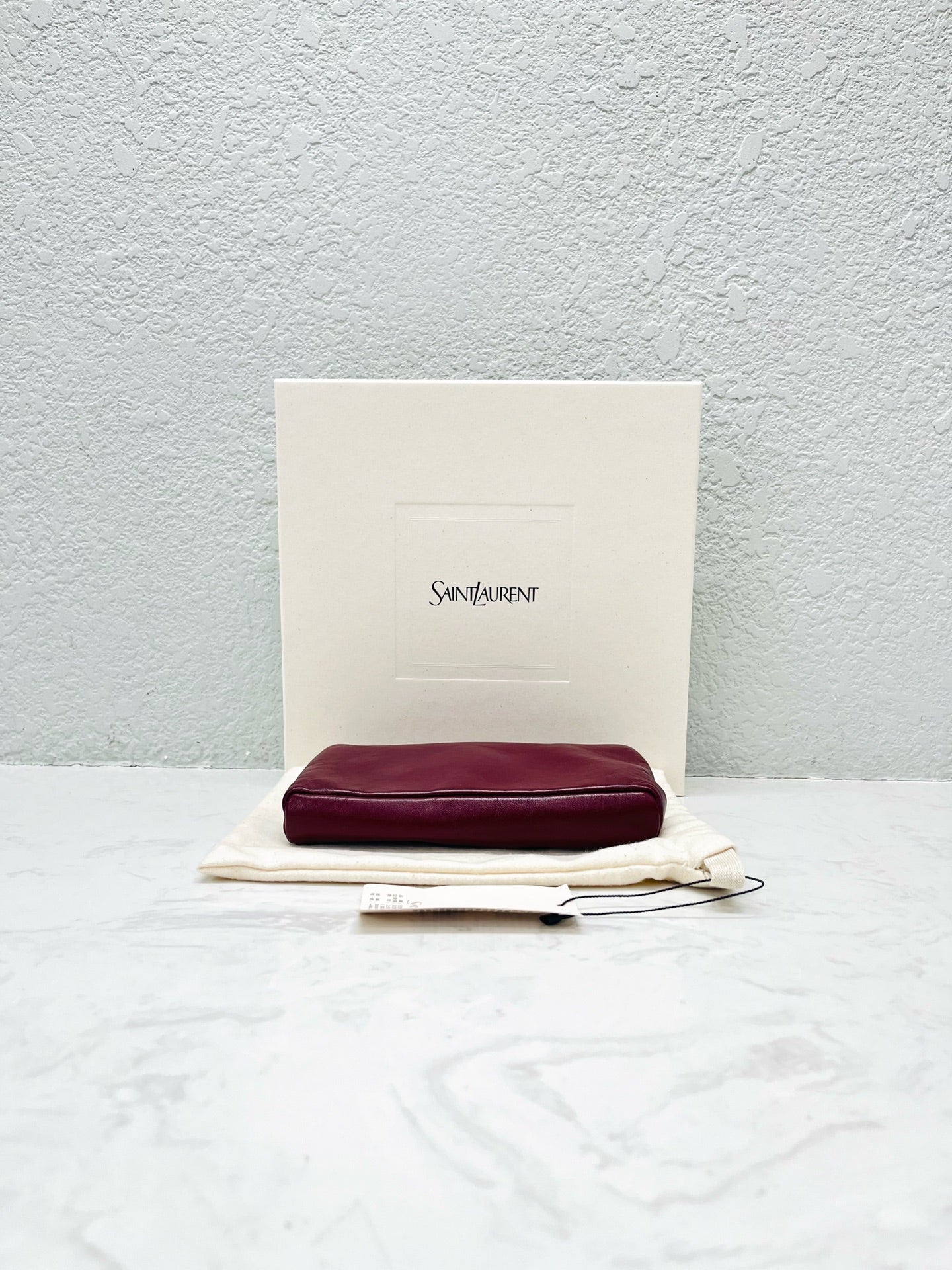 Saint Laurent - Envelope Chain Wallet - Leather - Burgundy - (mini)