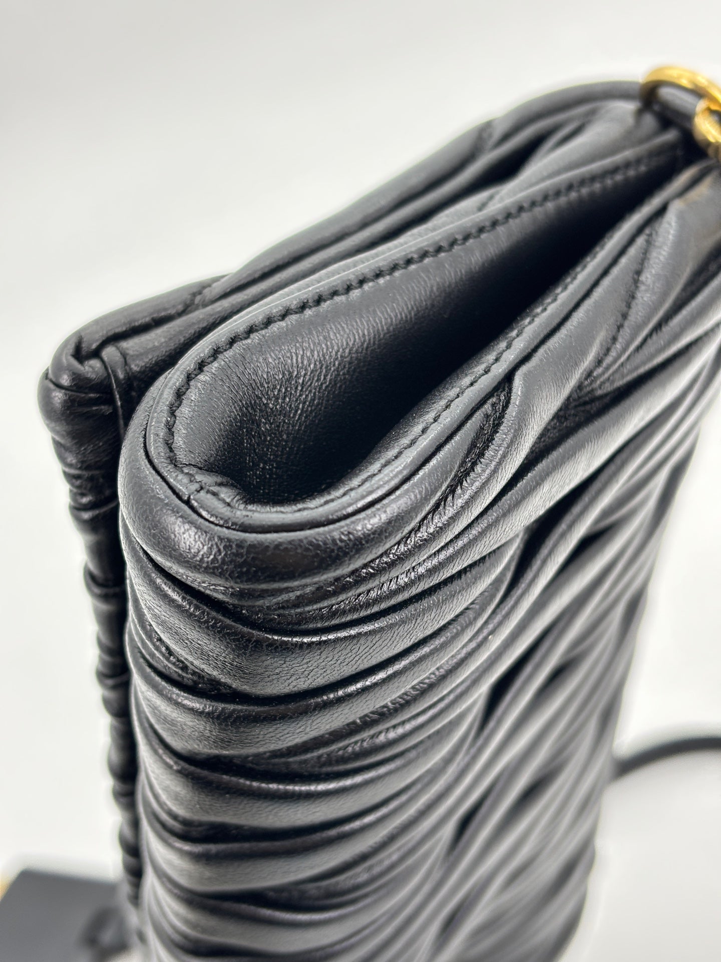 Miu Miu - Matelassé Flap Crossbody Bag - Leather - Black - (mini)