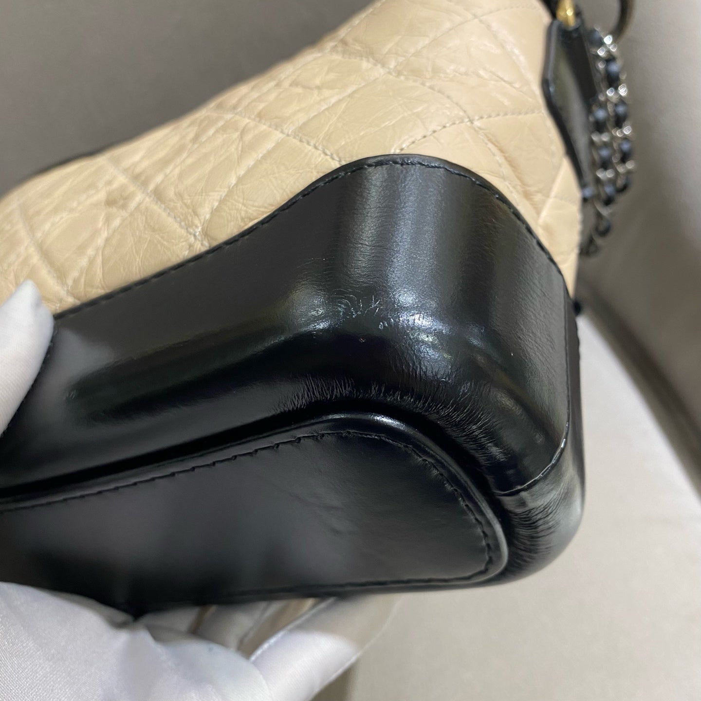 Chanel - Gabrielle Hobo Bag - Aged calfskin leather and smooth calfskin leather - Beige and Black - (small)