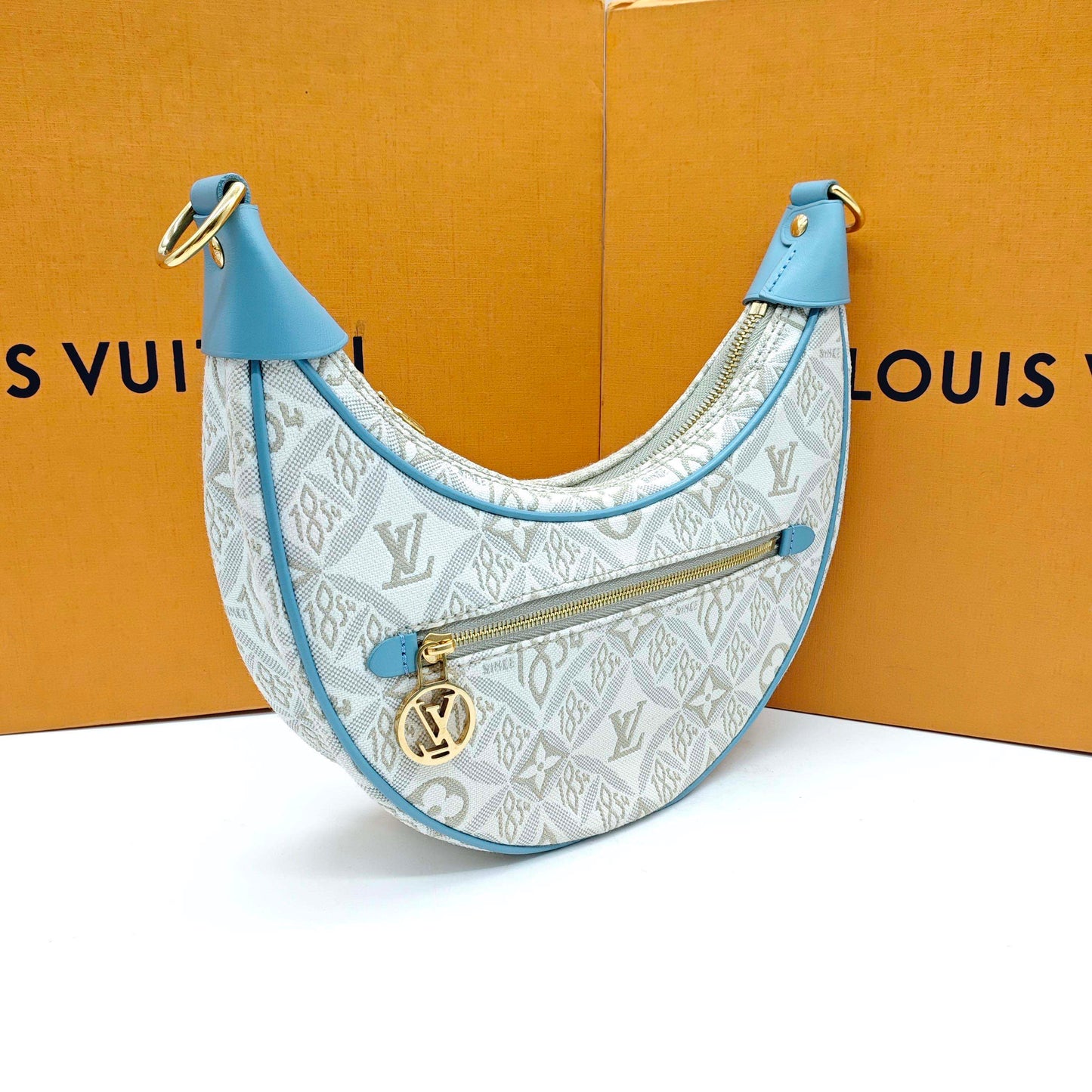 Louis Vuitton - Since 1854 Limited Edition Moon Bag - Jacquard canvas with leather trim - Beige with Blue accents - (mini)