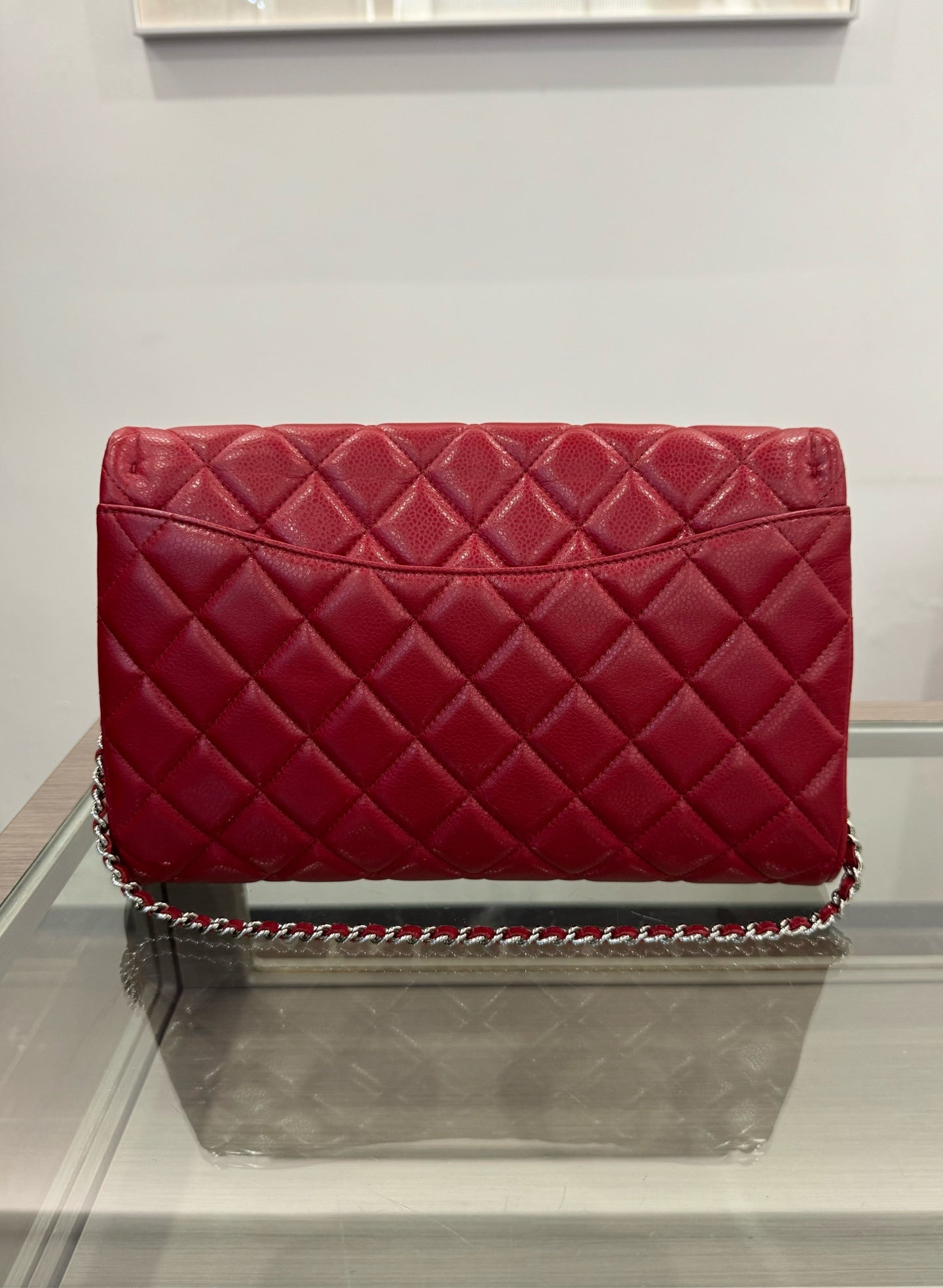 Chanel - Classic Flap Chain Bag - Caviar leather - Red - (Medium)