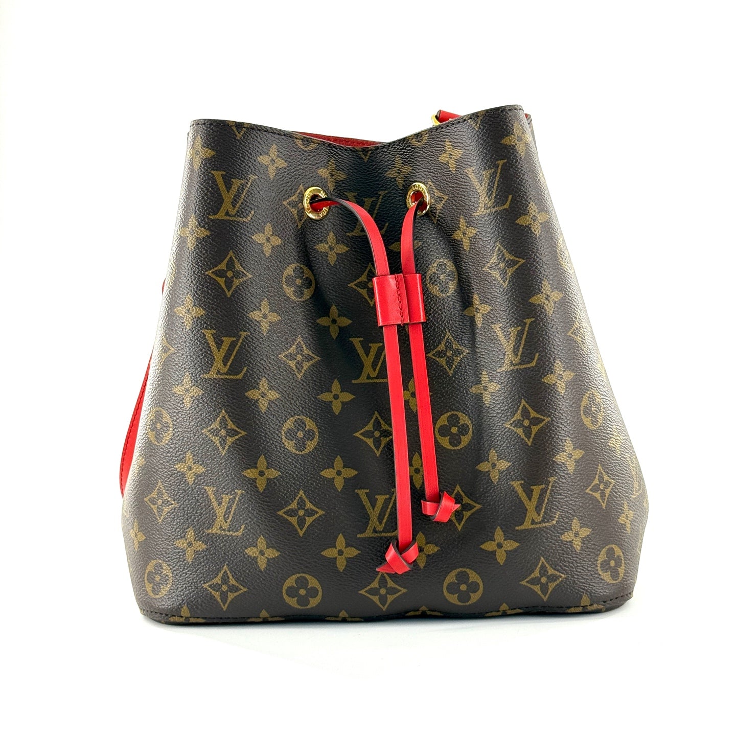 Louis Vuitton - NeoNoe MM - Monogram coated canvas with leather trim - Brown and Red - (medium)
