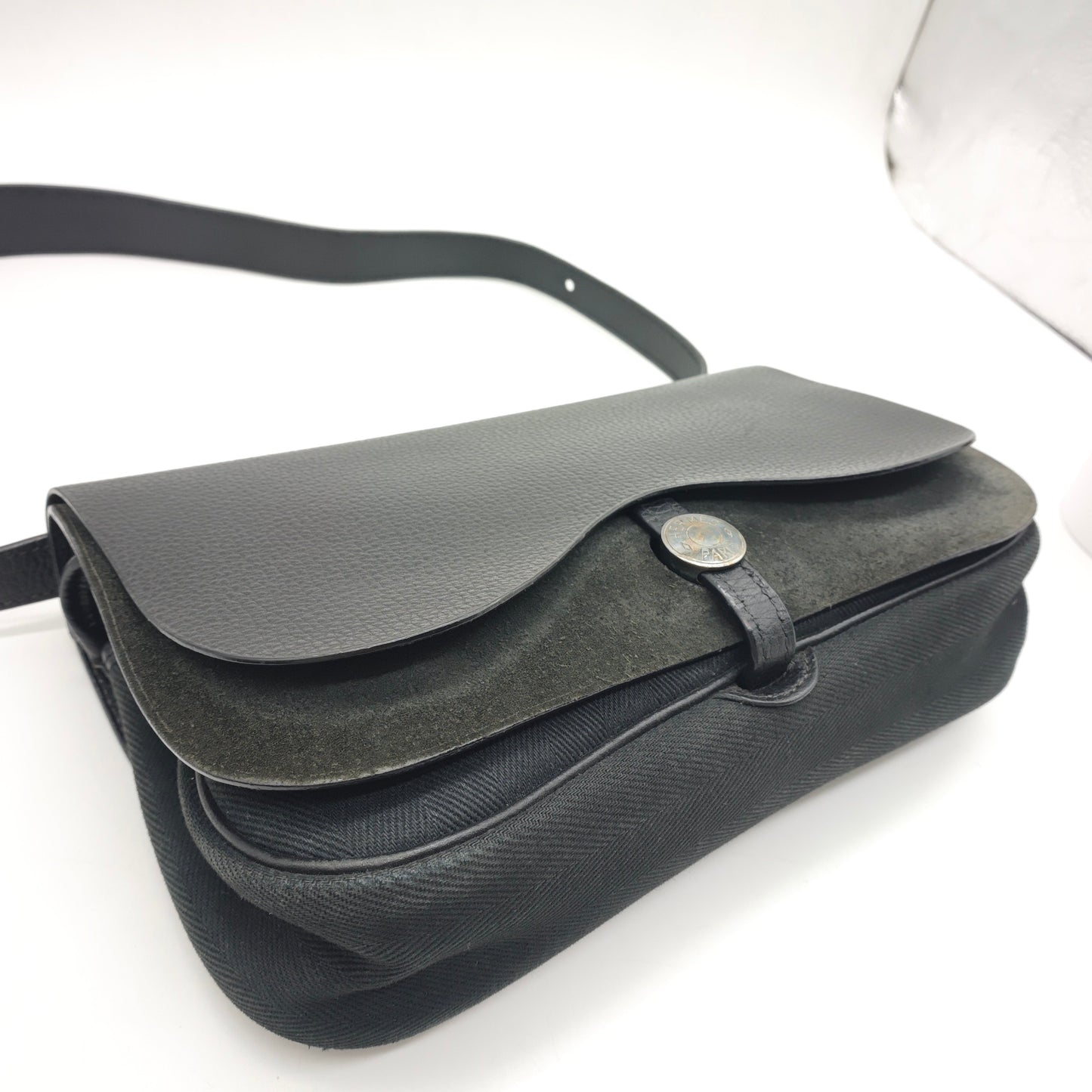 Hermès - Colorado Saddle Bag - Black canvas combined with Togo leather and suede - Black - (mini)