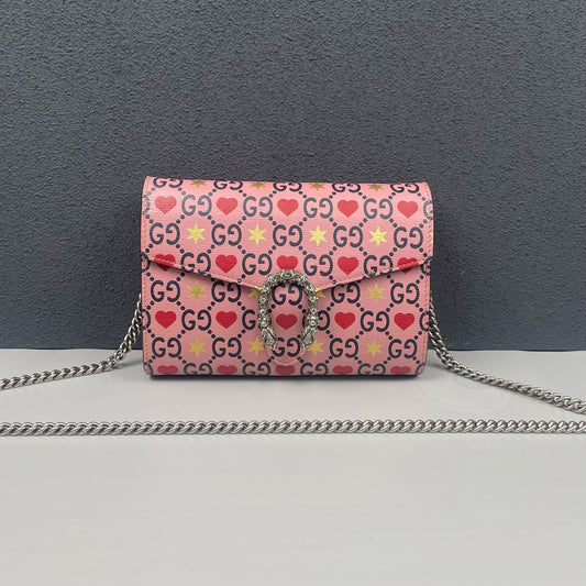 Gucci - Dionysus Valentine's Day Limited Heart WOC - Coated canvas with leather trim - Pink - (mini)