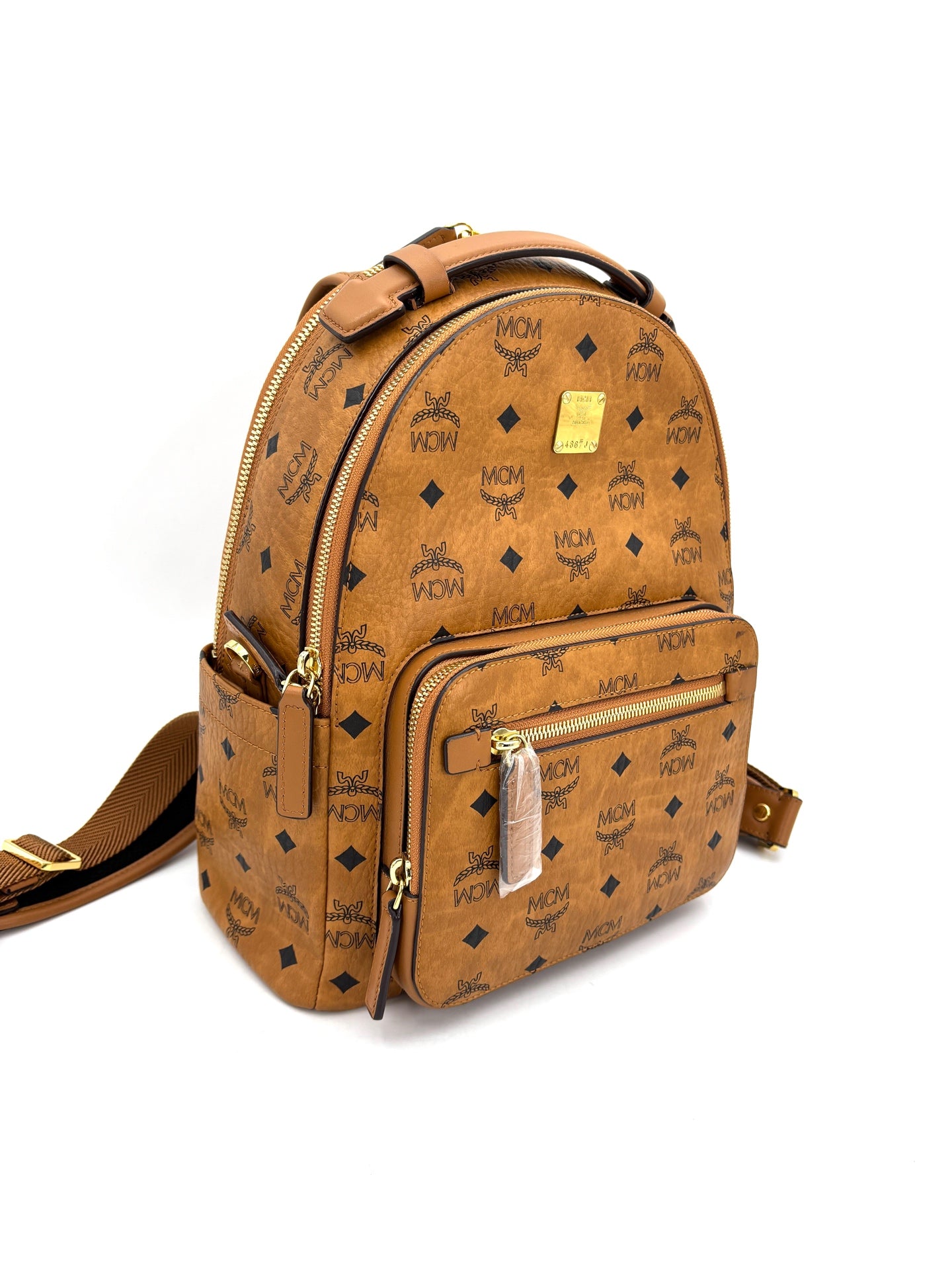 MCM - Stark Visetos Backpack - Visetos coated canvas with leather trim - Brown - (Small)