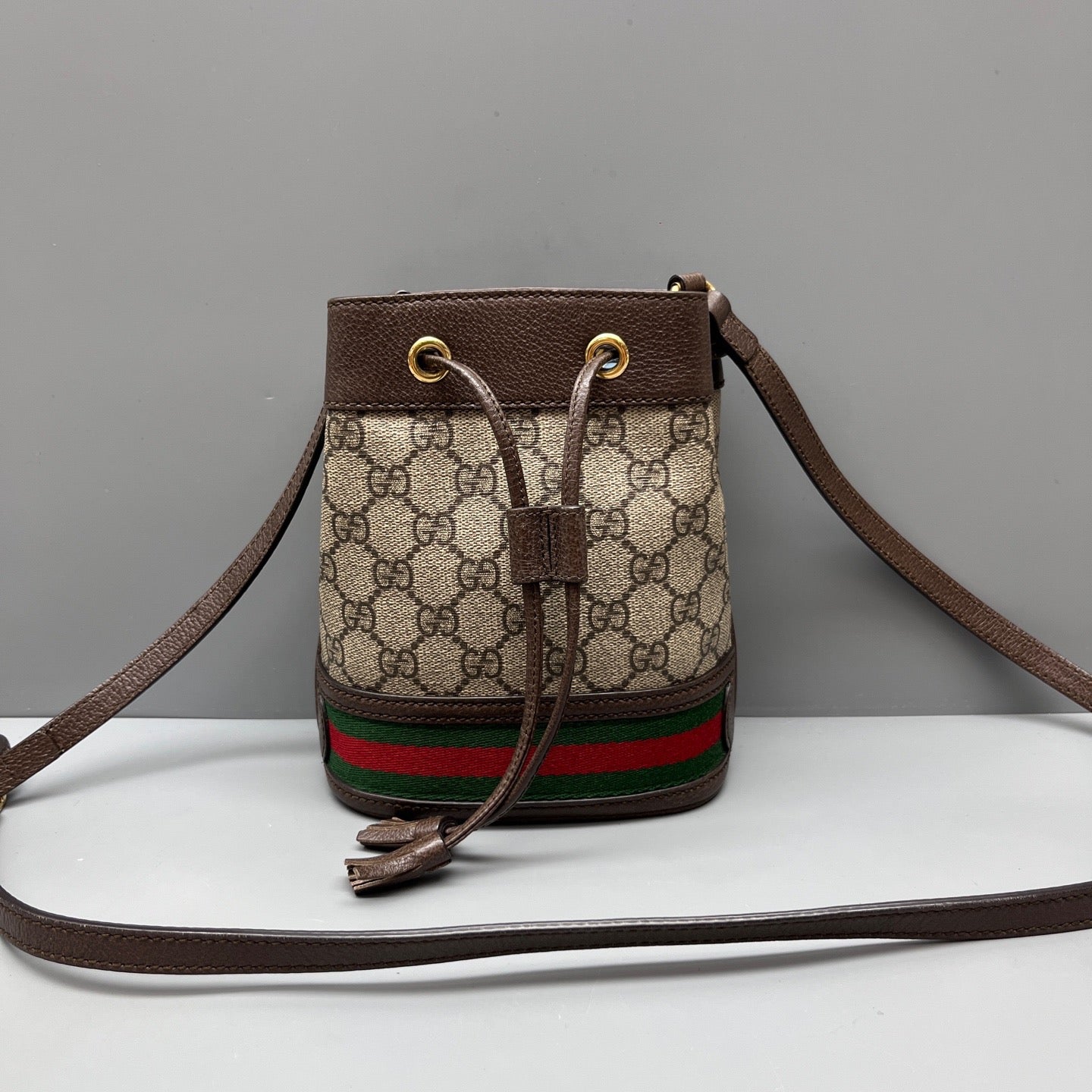 Gucci - Ophidia Mini Bucket Bag - GG Supreme canvas with leather trim - Brown - (mini)
