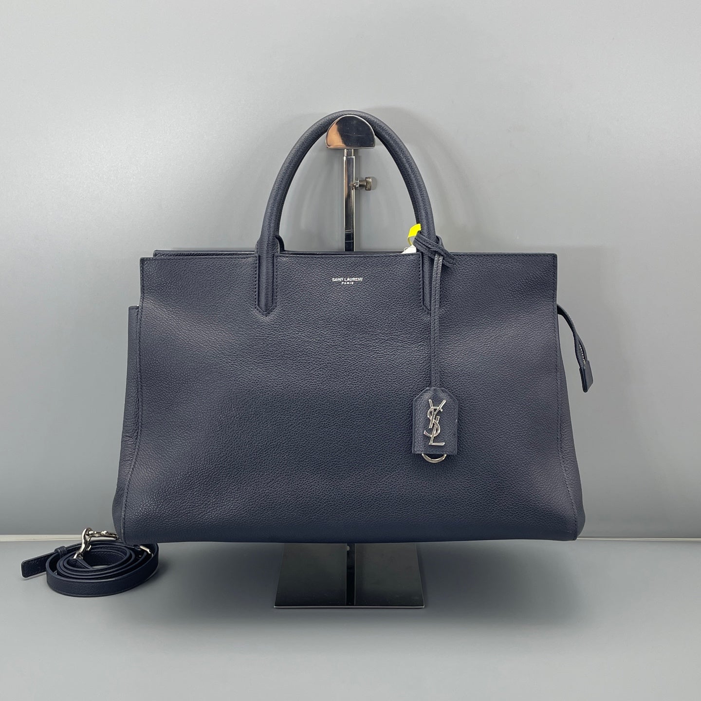 Saint Laurent - Shopping Tote Bag - Pebbled leather - Navy - (large)
