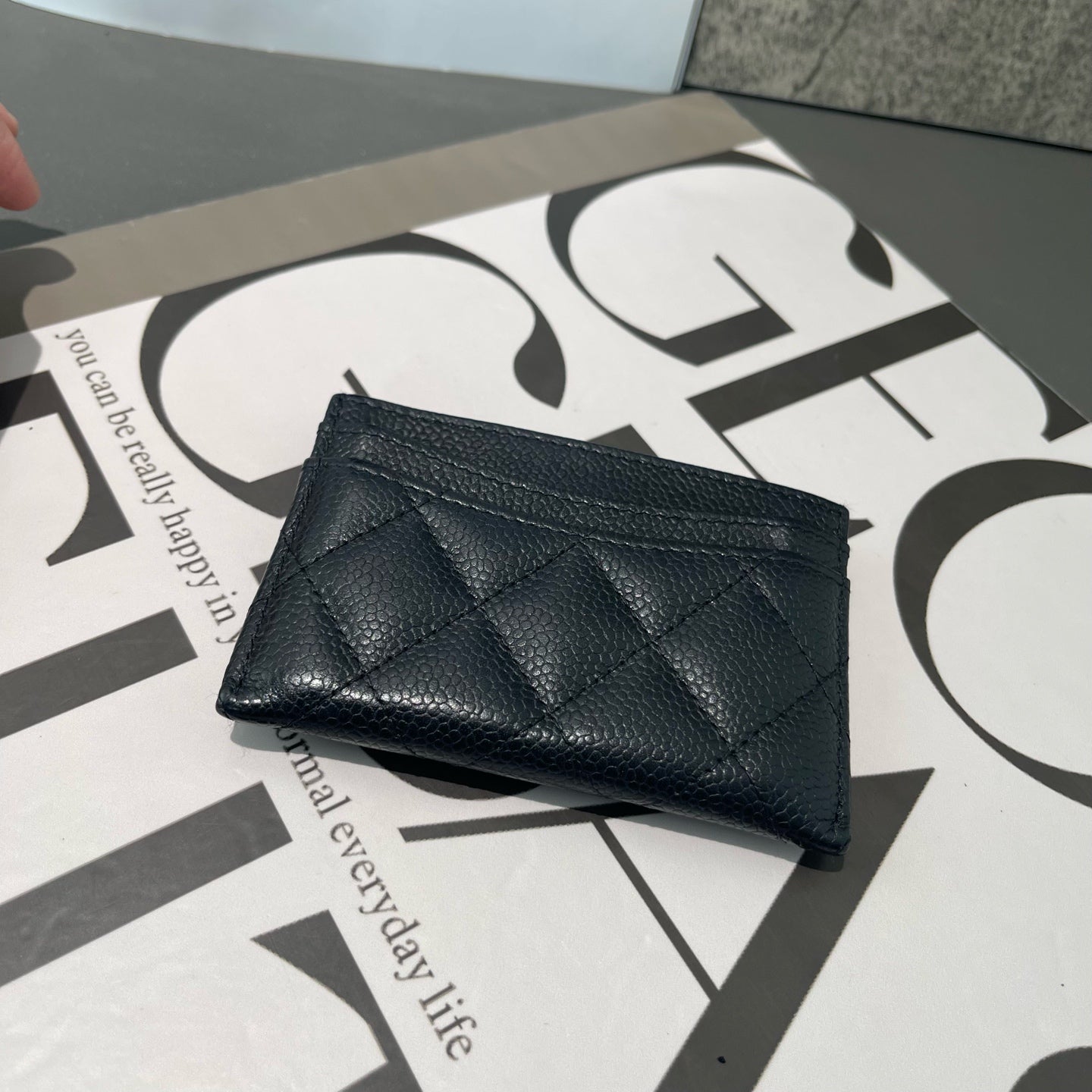 Chanel - CF Card Holder - Grained leather - Black - (mini)