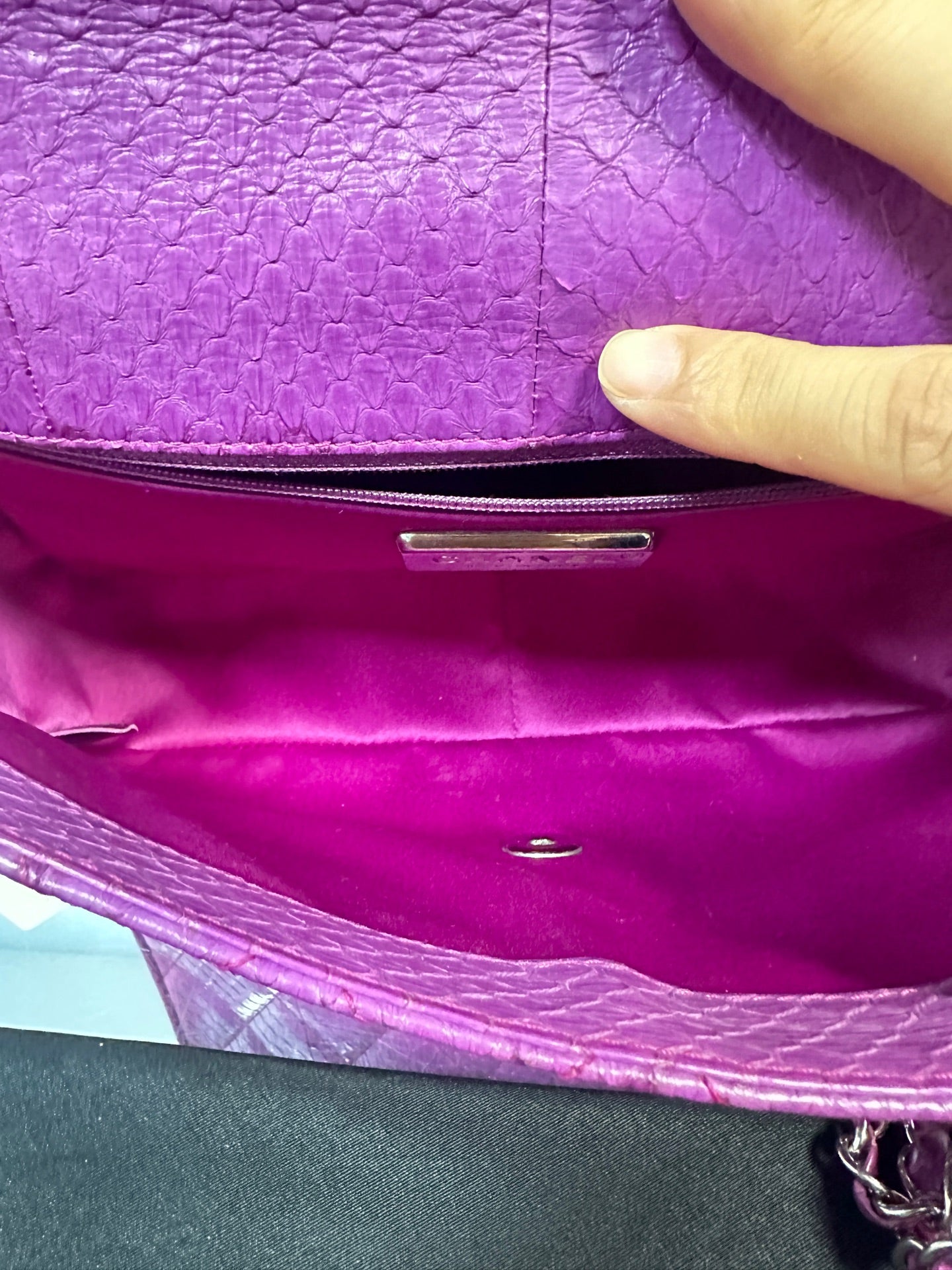 Chanel - Classic Flap Top Handle Bag - Python leather - Purple - (Small)
