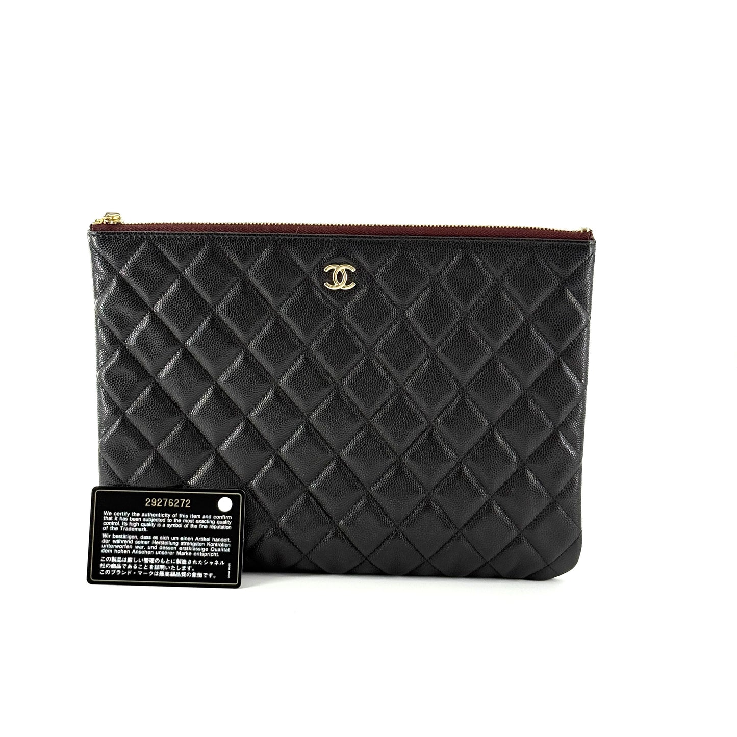 Chanel - Classic Quilted Clutch - Leather - Black - (Medium)
