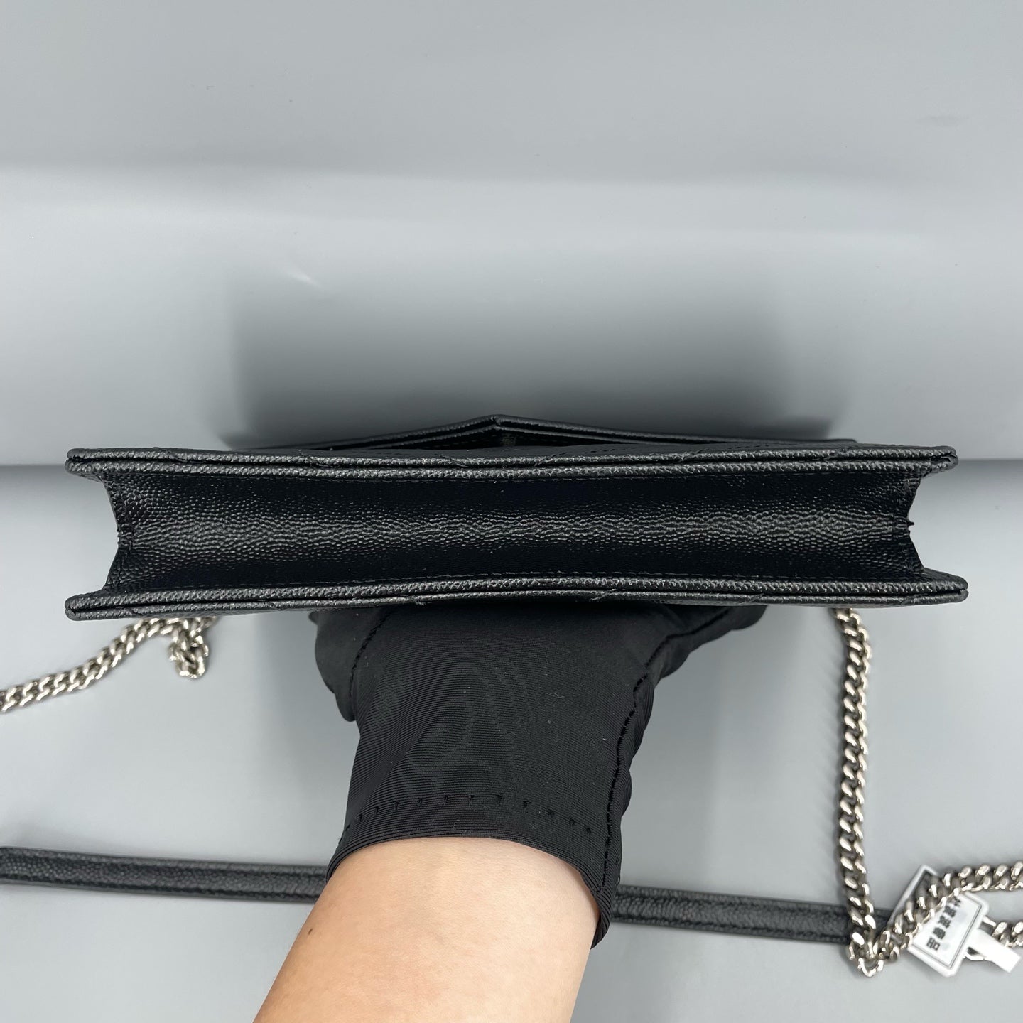 Saint Laurent - Envelope Bag Small - Calfskin leather - Black with Silver-Tone Hardware - (small)