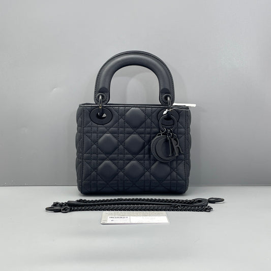 Dior - Lady Dior Mini - Matte Cannage-quilted leather - Black - (mini)