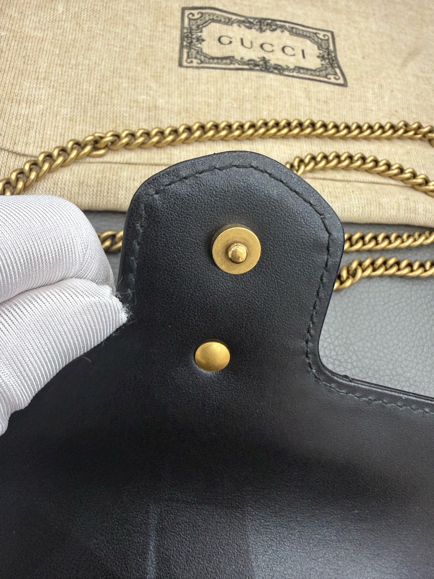 Gucci - Marmont Mini Flap Bag - Leather - Black - (mini)