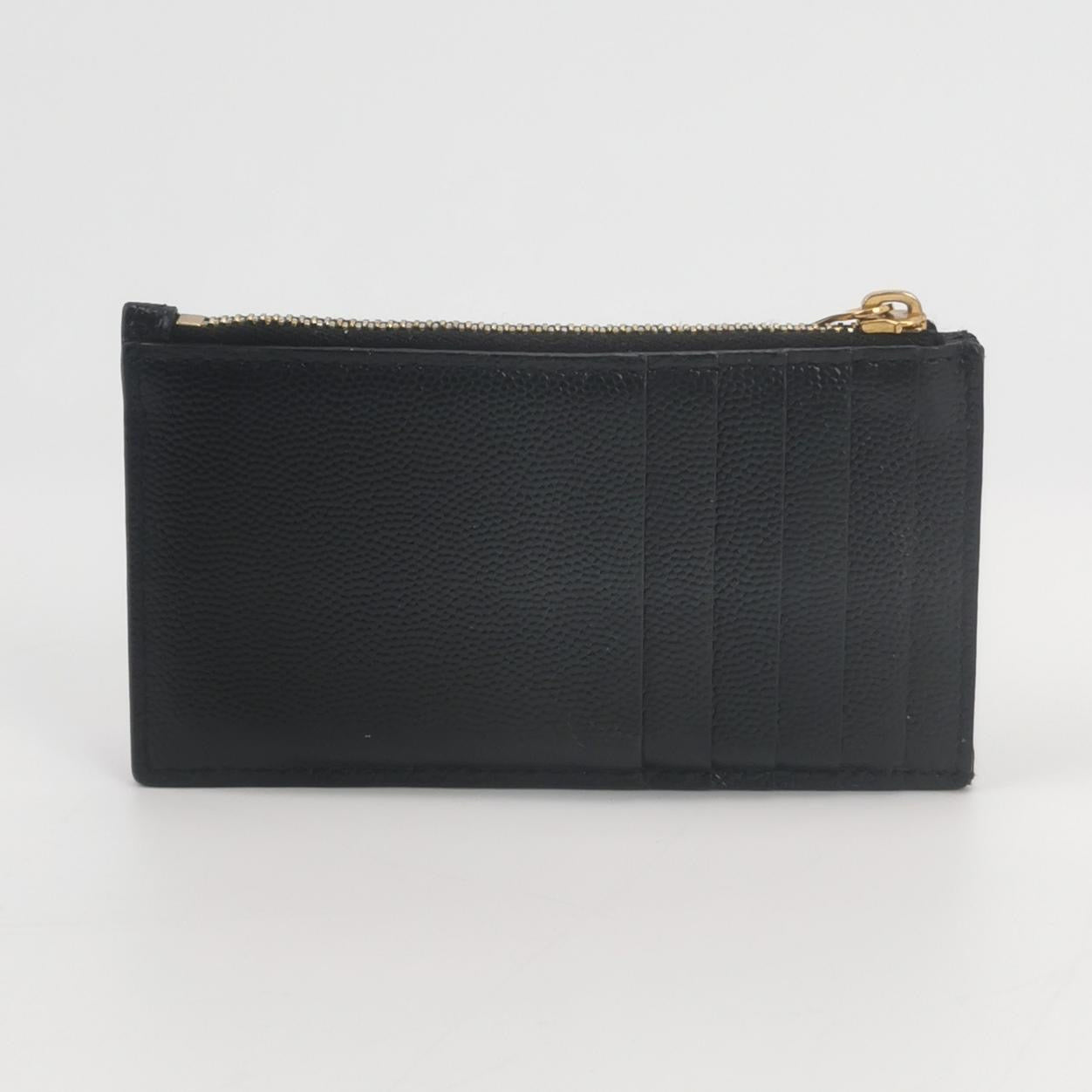 Saint Laurent - MONOGRAM MATELASSE Zippered Card Case 607915BOW011000 - Grained leather - Black - (Small)
