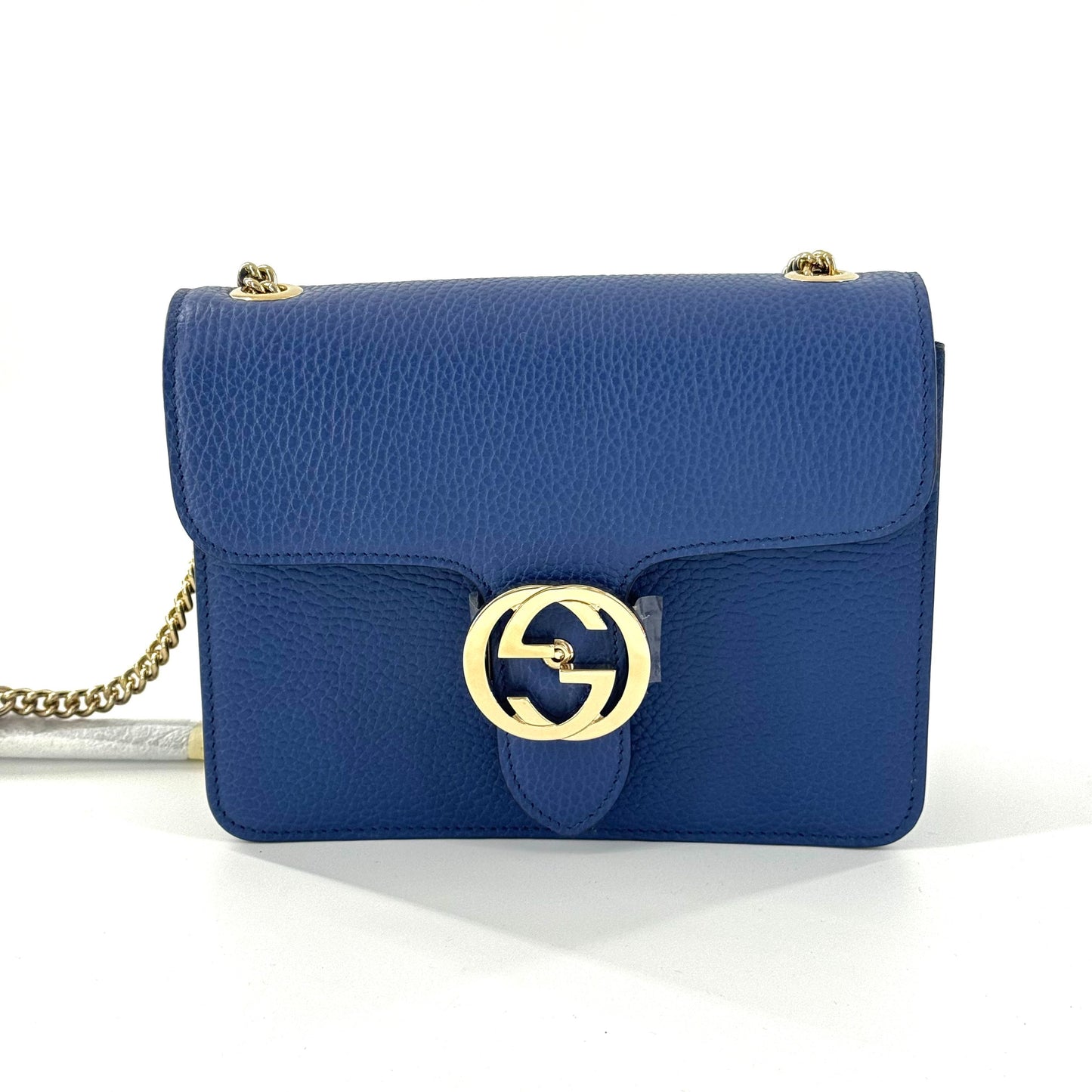 Gucci - Interlocking G Accordion Chain Bag - Grained leather - Blue - (mini)