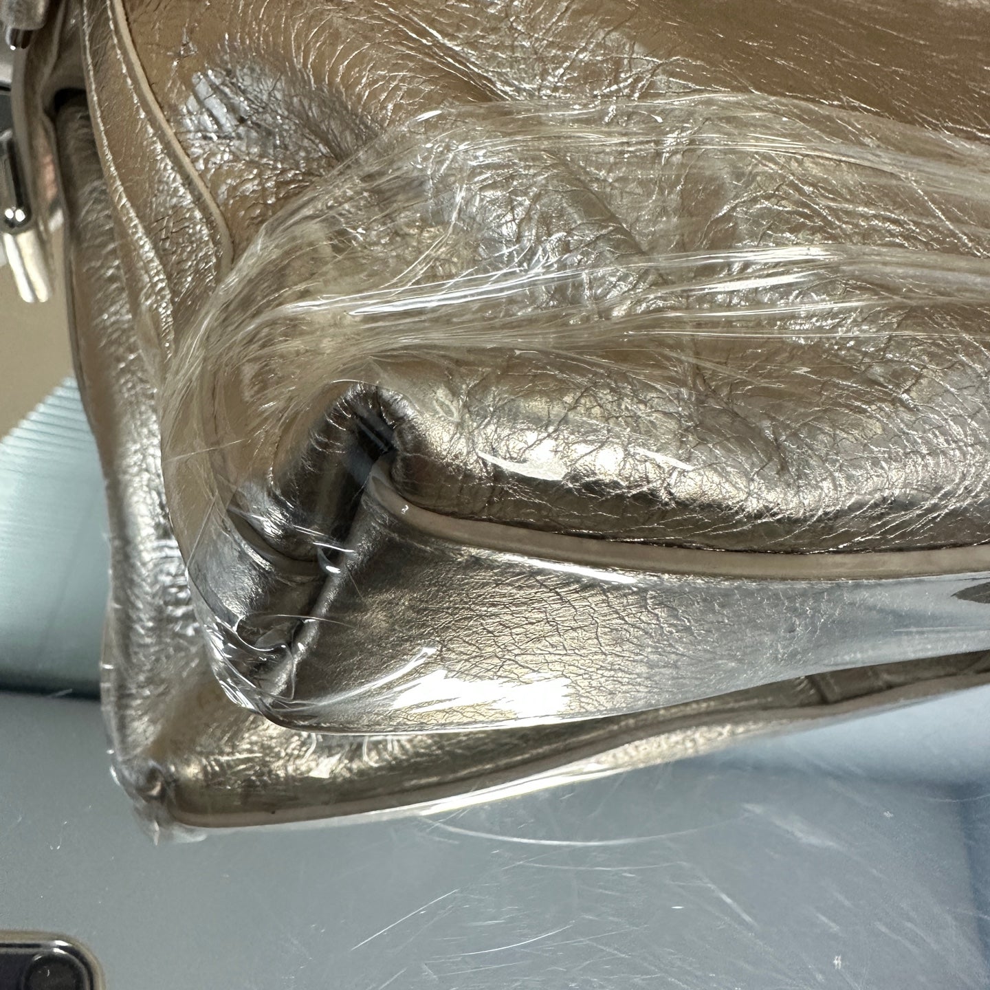 Givenchy - Curved Top Crossbody Bag - Metallic distressed leather - Silver - (Medium)