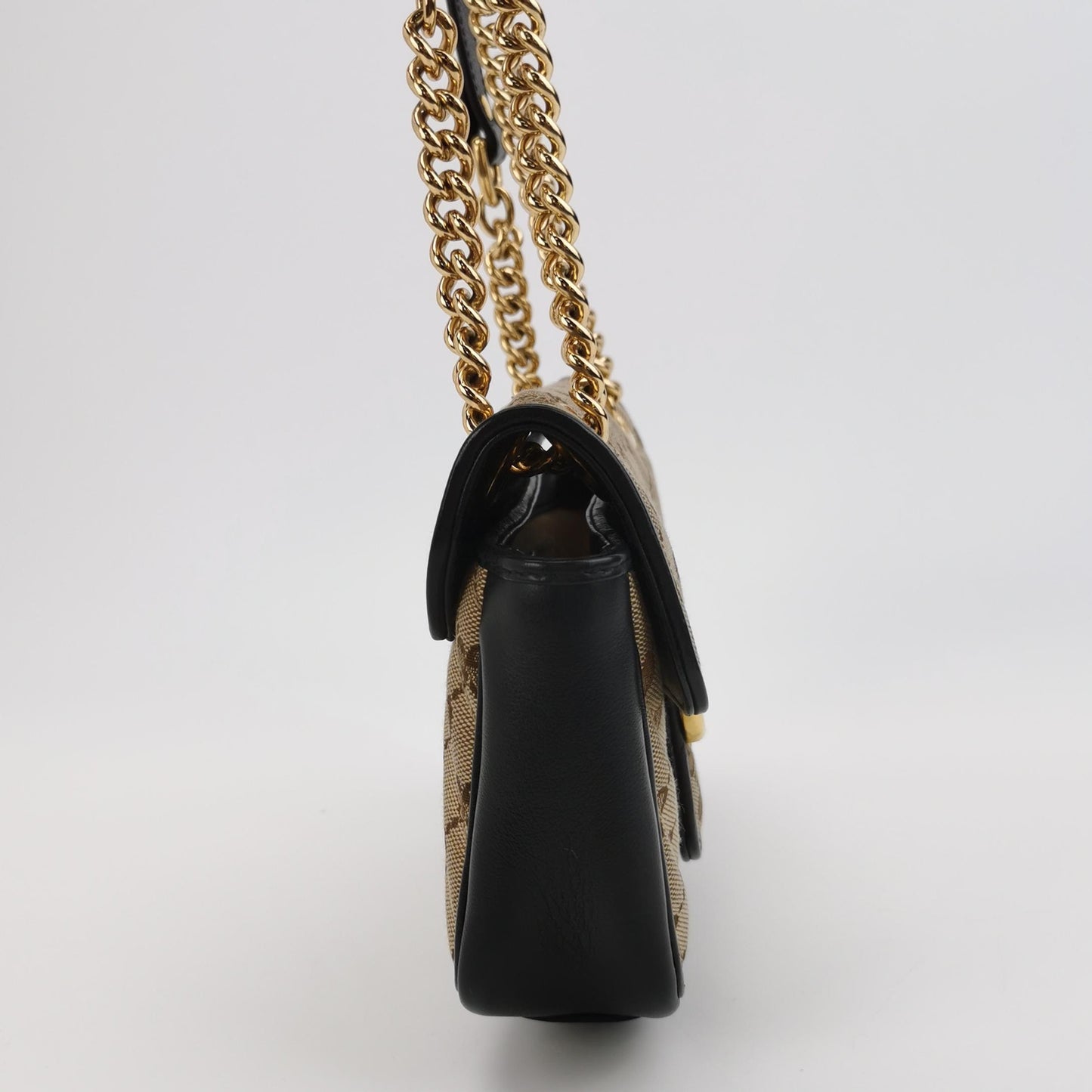 Gucci - Marmont GG Supreme Canvas Chain Shoulder Bag - GG Supreme canvas and leather - Beige, Black, Gold - (small)