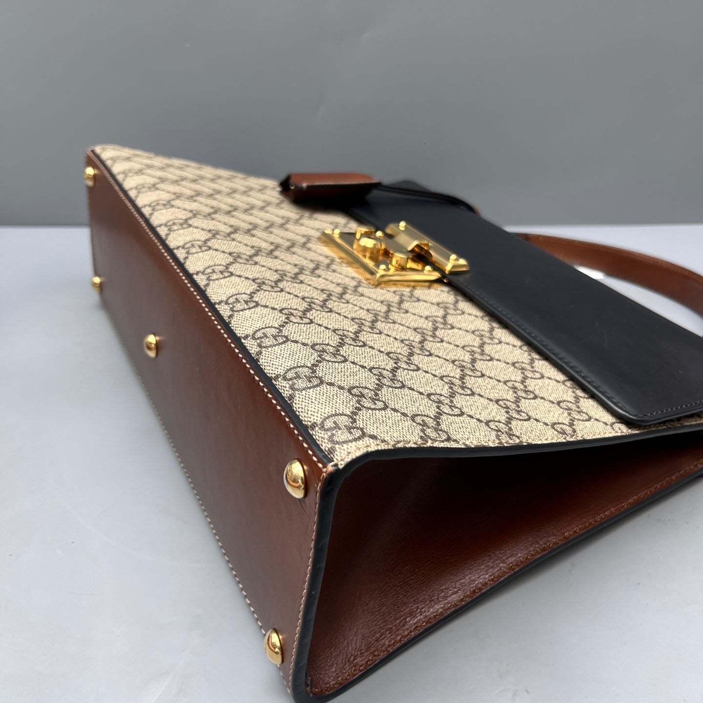 Gucci - Padlock Top Handle Satchel - GG Supreme canvas and smooth leather - Multicolour (Beige/Ebony GG Supreme, Black, Brown) - (Medium)