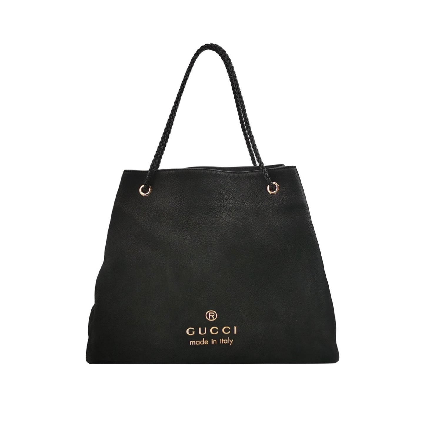 Gucci - Grained Leather Gold Logo Tote Bag - Leather - Black - (large)
