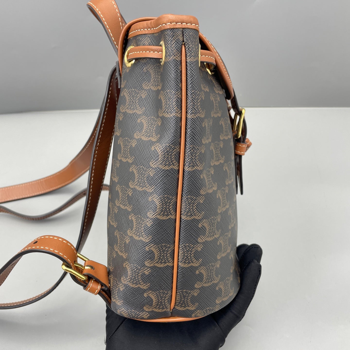 Celine - Triomphe Canvas Mini Backpack - Triomphe canvas and leather - Brown - (mini)
