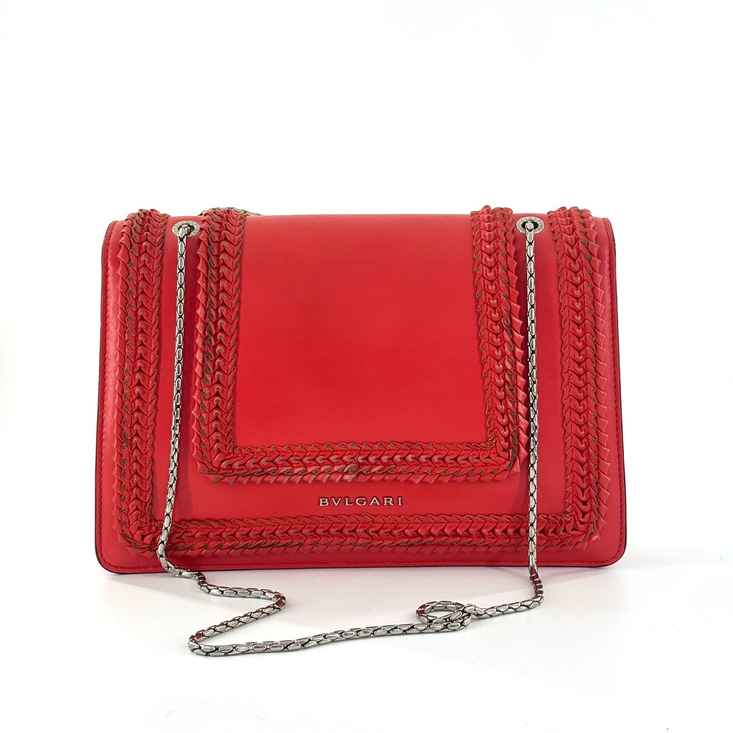 Bvlgari - Serpenti Forever Woven Chain Bag - Leather - Red - (medium)