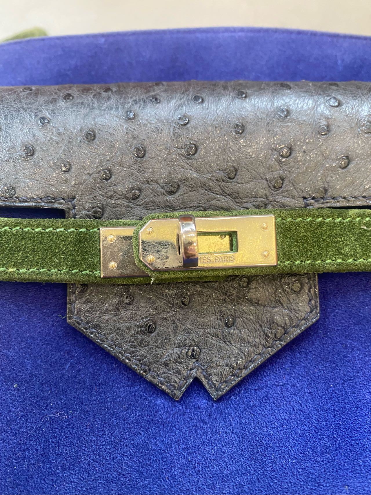 Hermès - Amsterdam Shoulder Bag - Suede and Ostrich leather - Multicolour - (mini)