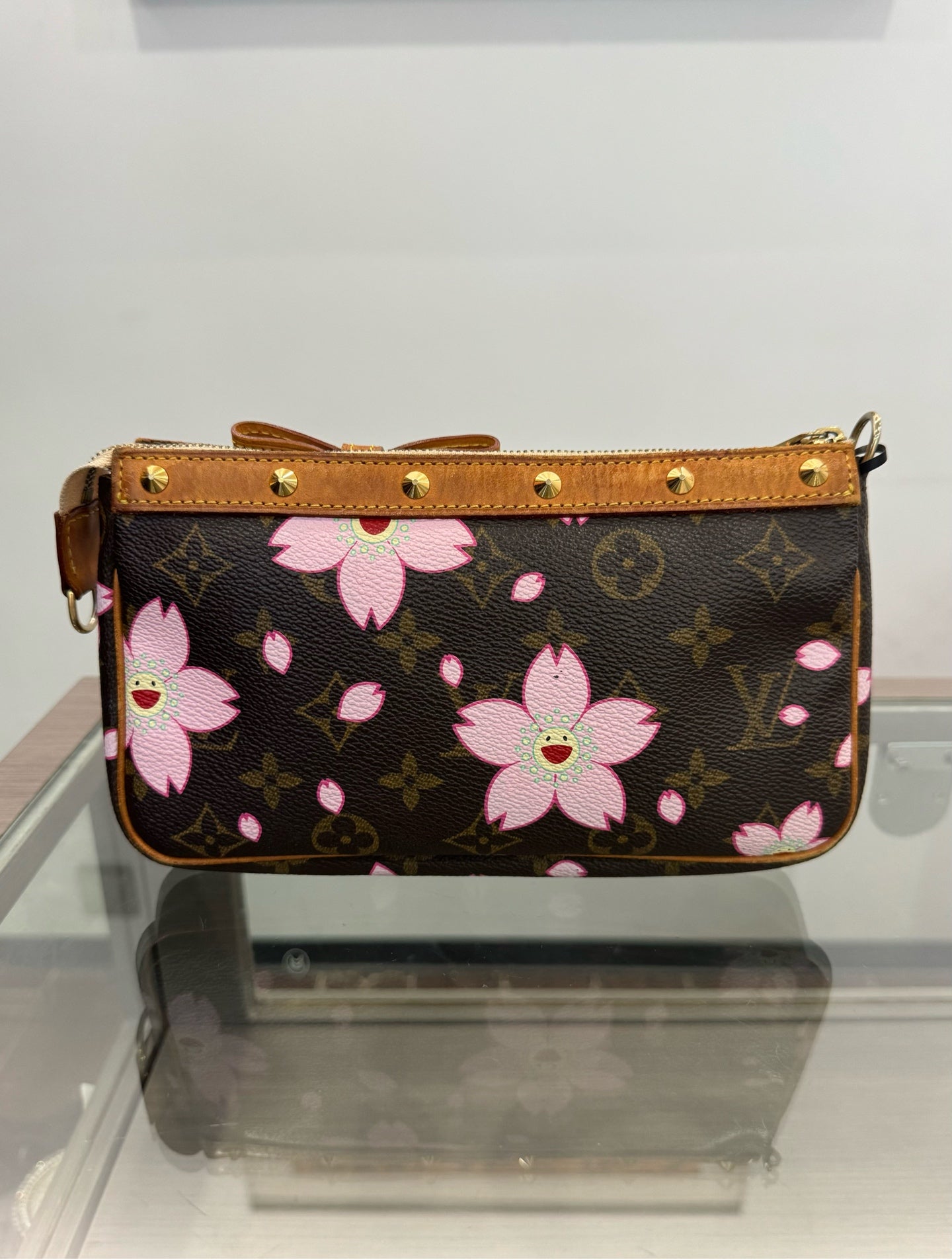 Louis Vuitton - Takashi Murakami Cherry Blossom Pochette Accessoires - Monogram canvas with vachetta leather trim - Brown - (Mini)