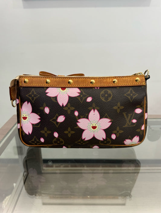 Louis Vuitton - Takashi Murakami Cherry Blossom Pochette Accessoires - Monogram canvas with vachetta leather trim - Brown - (Mini)