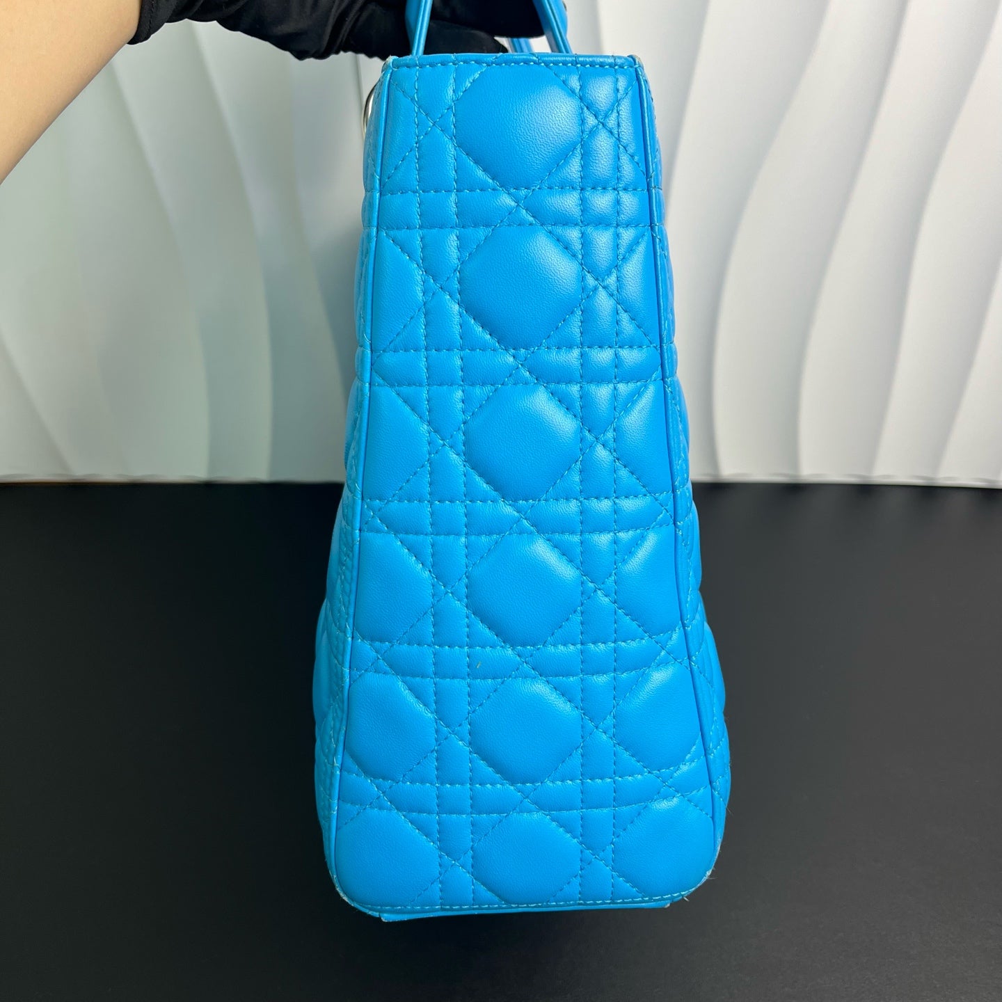 Dior - Lady Dior - Lambskin leather - Blue with Silver-Tone Hardware - (Large)