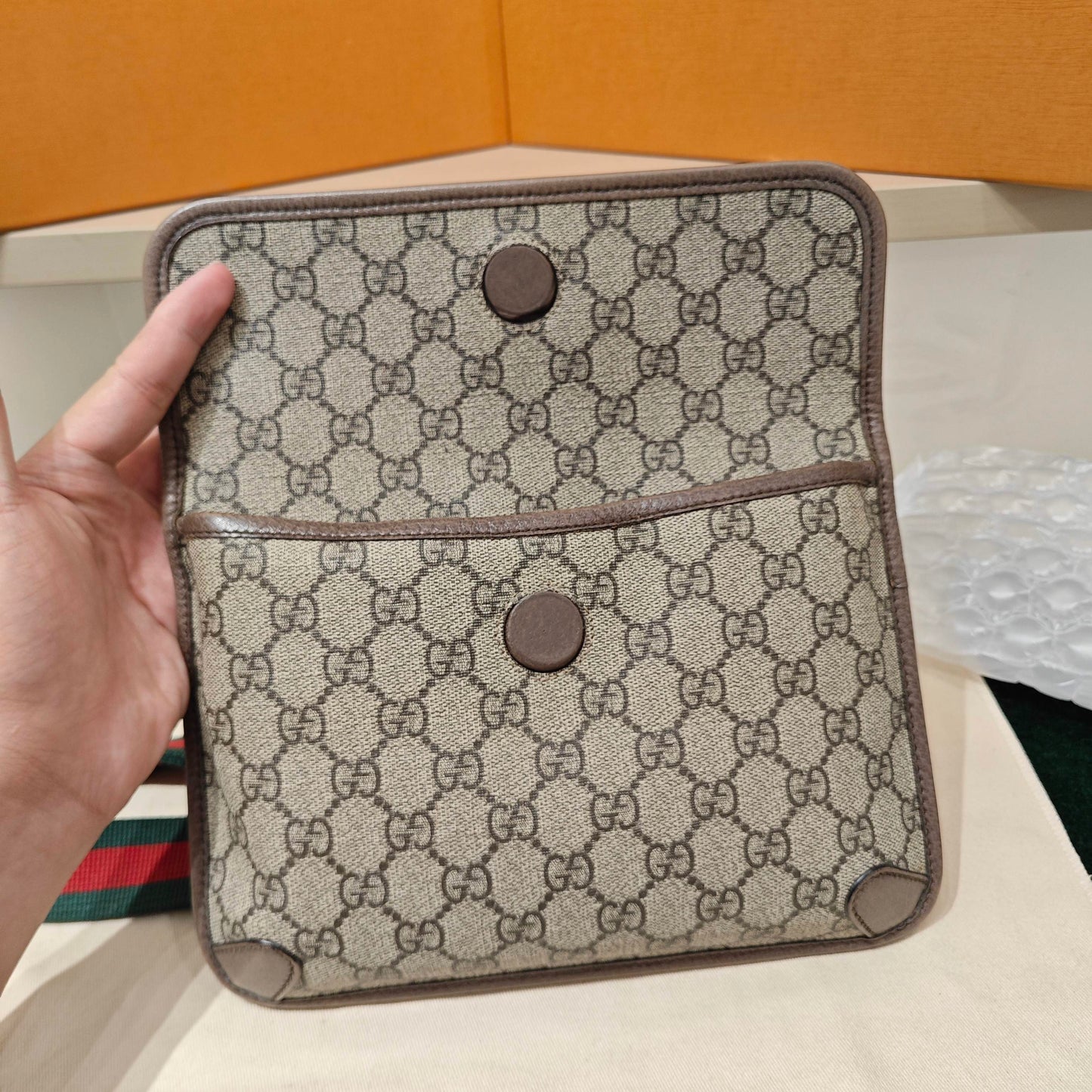 Gucci - Tiger Head Belt Bag - GG Supreme canvas with leather trim - Beige