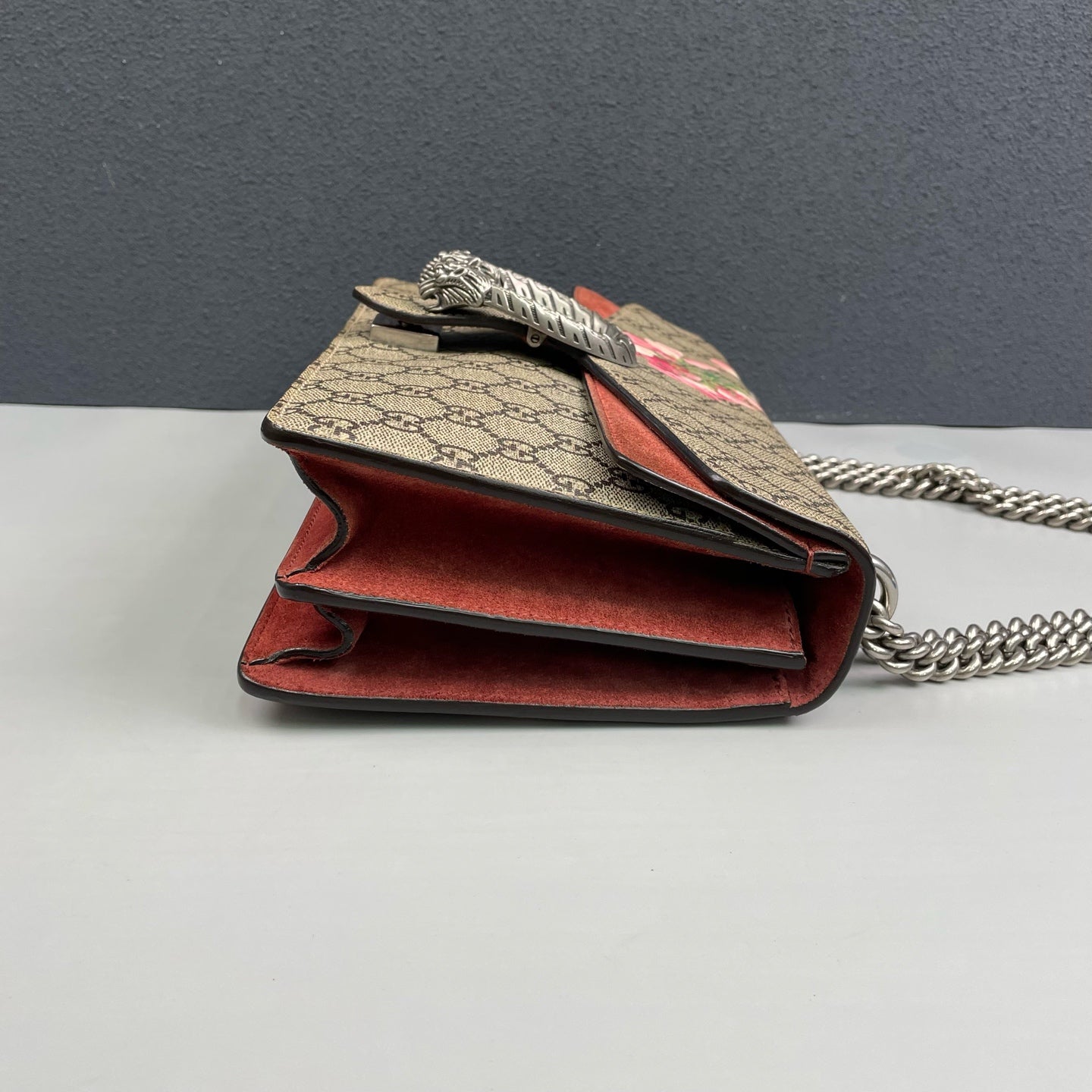 Gucci - Dionysus Shoulder Bag - GG Supreme canvas with suede trim - Beige, Multicolour (floral print), with Reddish-Brown interior - (Small)