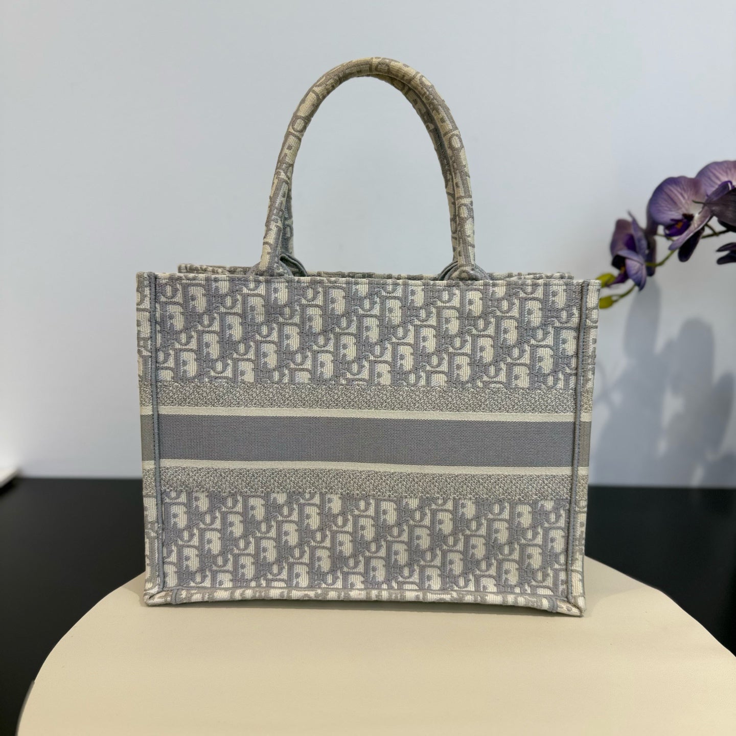 Dior - Book Tote - Embroidered canvas - Grey - (Medium)