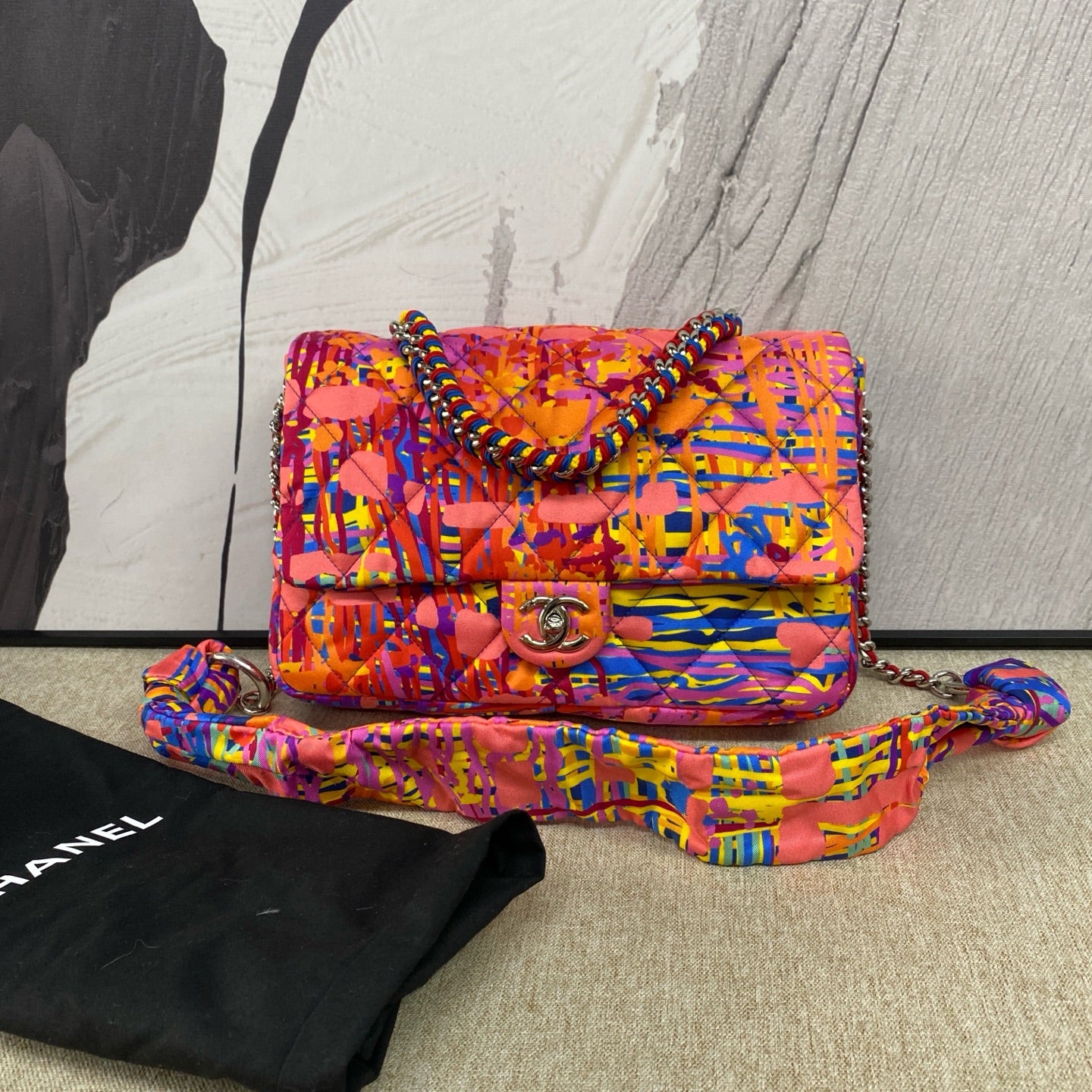 Chanel - Classic Flap Neon Rainbow Graffiti - Canvas - Multicolour - (medium)