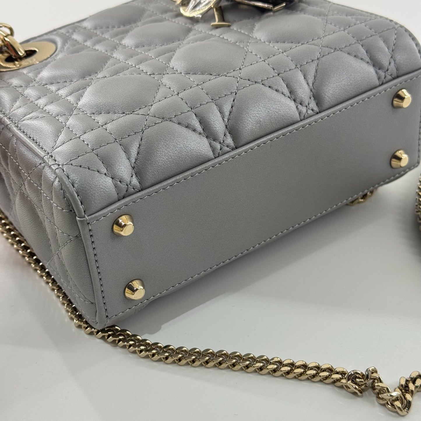Dior - Lady Dior Mini - Lambskin leather - Grey - (mini)
